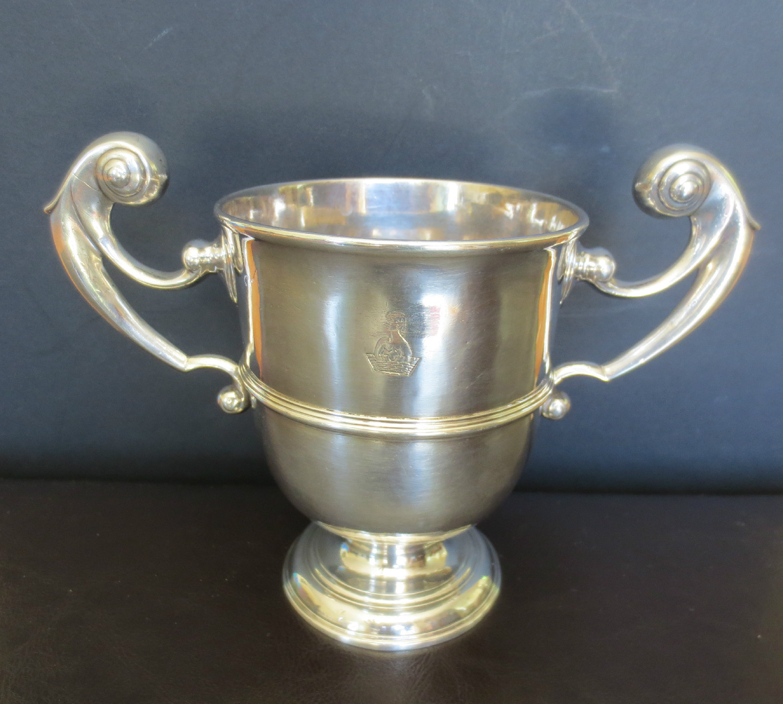 18th Century IRISH STERLING DOUBLE HANDLE TROPHY LOVING CUP Goblet 446.2 grams