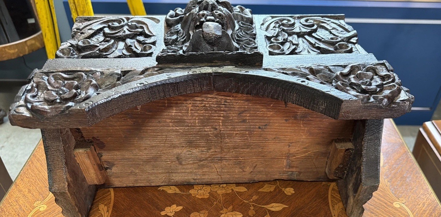 Antique Continental Carved Walnut Miniature Blanket Chest Trunk Box