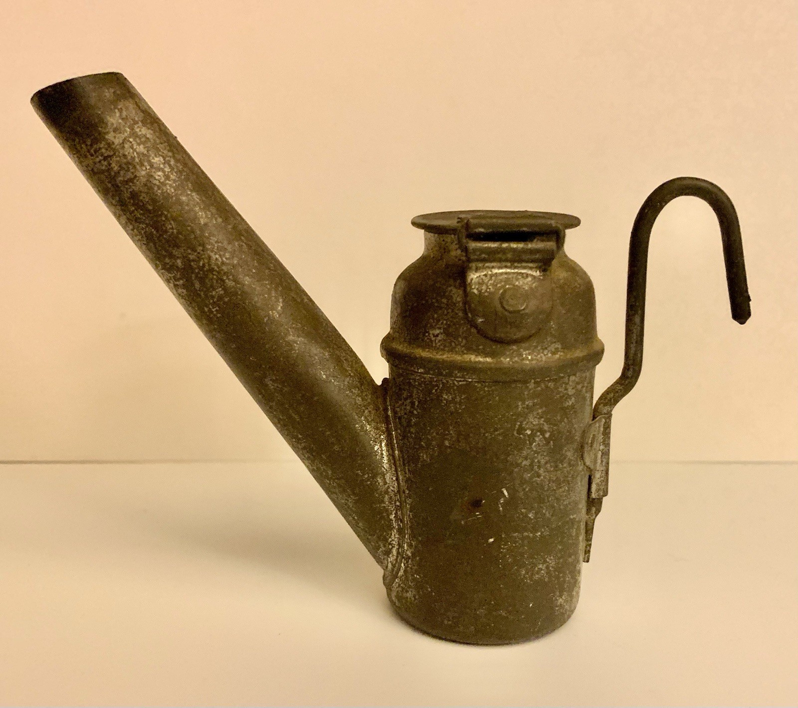 Antique Crown Trademark Tin Coal Miners Oil Wick Lamp Helmet Light Cap Lantern