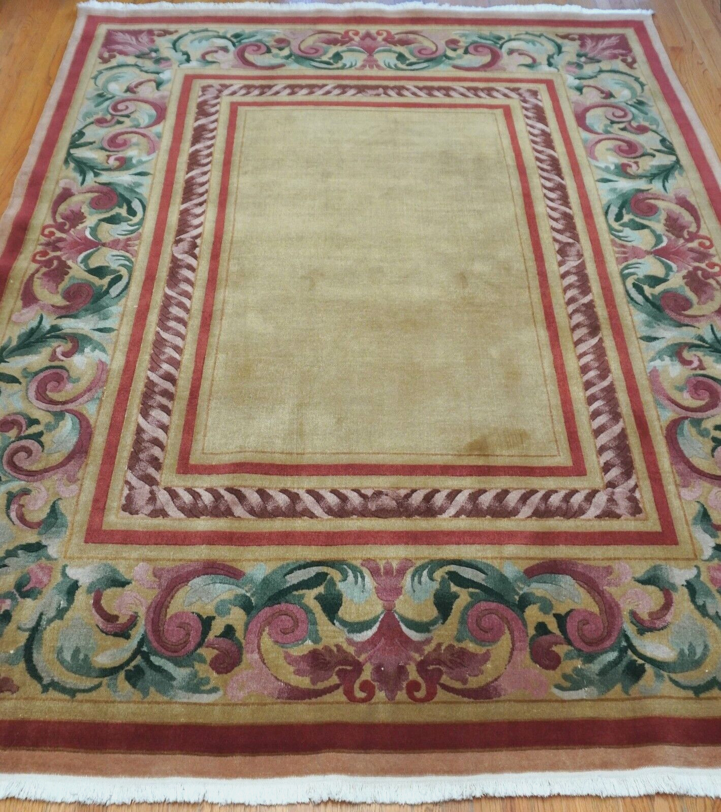 Chinese Tibetan Savonnerie Style hand knotted Wool Oriental Rug 7’8″ x 10′