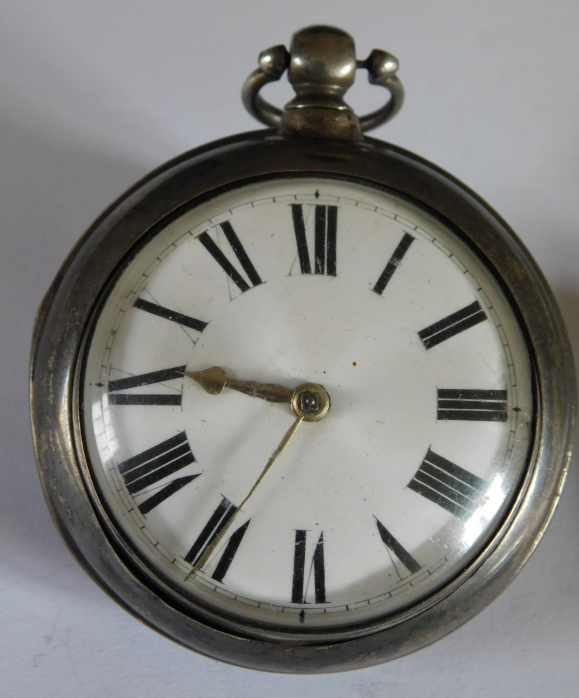 c1857 ANTIQUE PAIR CASE SOLID SILVER FUSEE POCKET WATCH by W. PRATT of HARLOW