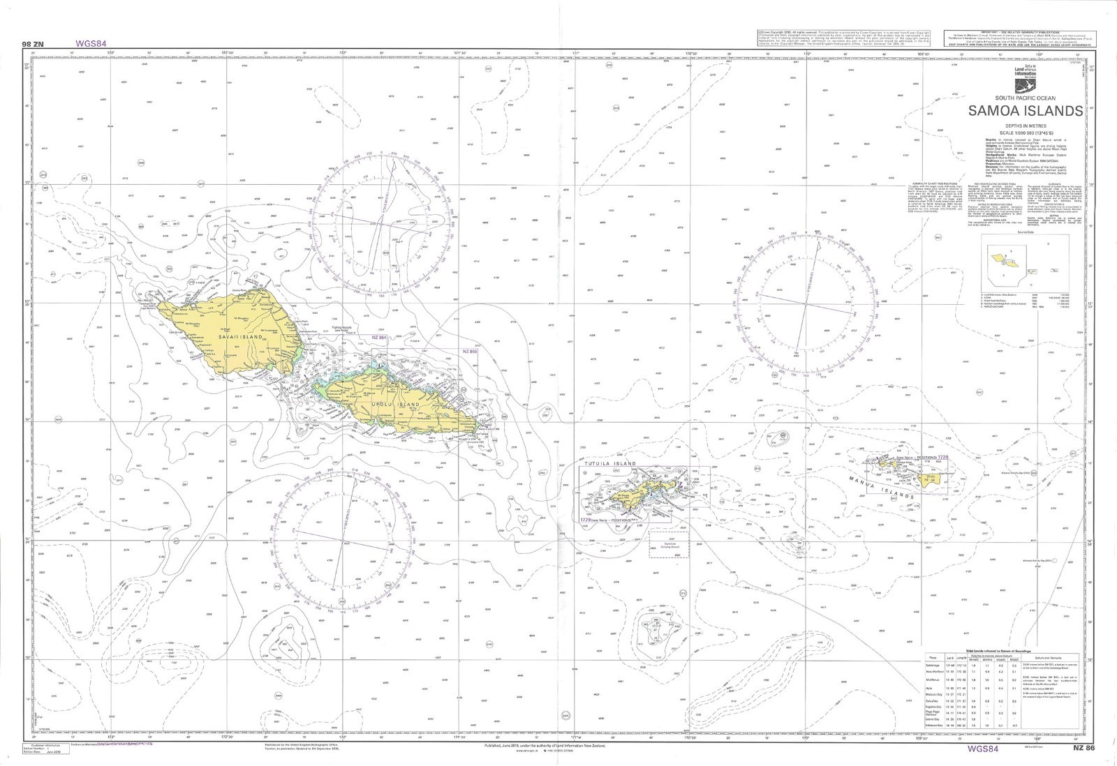 86 Admiralty Chart NZ South Pacific Ocean Samoa Islands Map Maritime Marine Wall