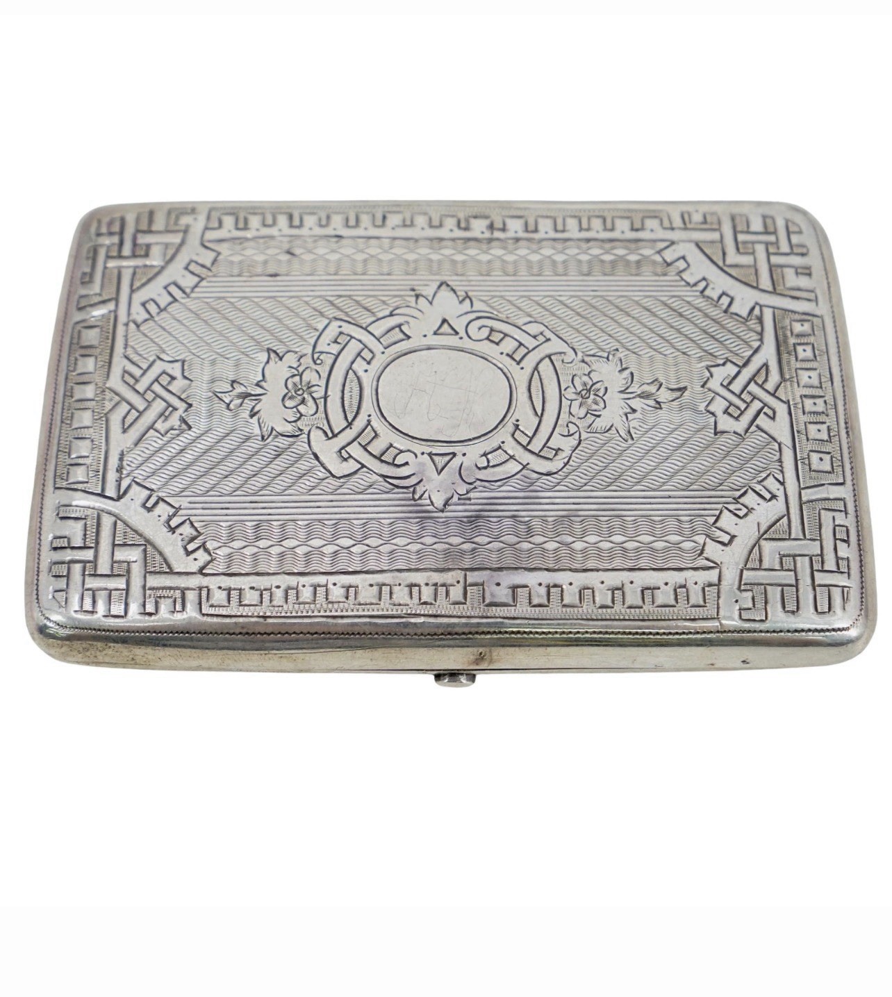 Antique Russian Silver 84 Zolotnik Niello Cigarette Case Hand-Engraved 132 gr
