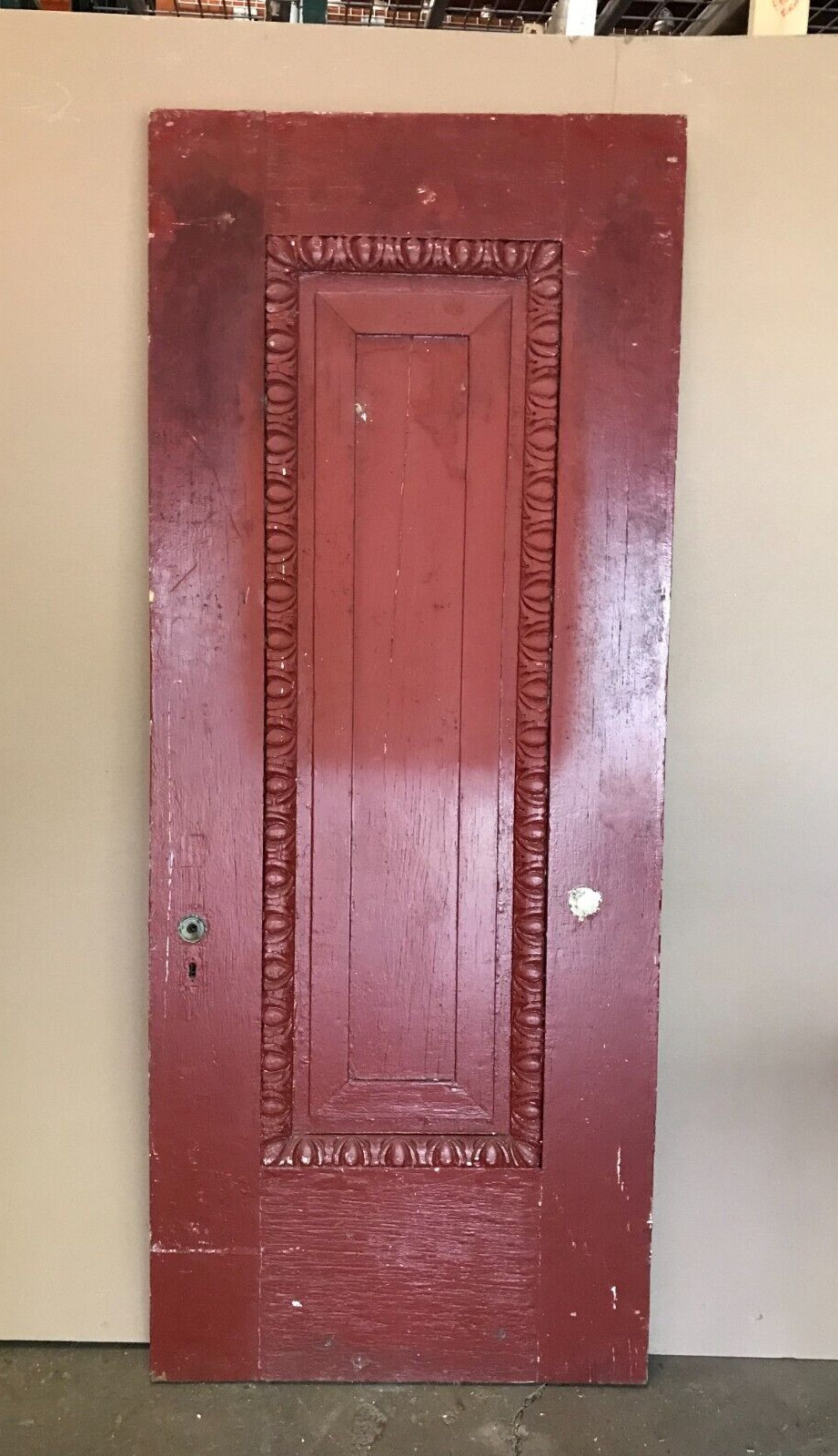 1 Antique Exterior Red 33×80 Vintage Solid Wood Greek Revival Door Old 695-23B