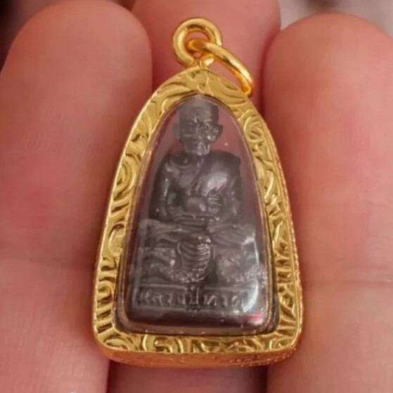 Phra LP Tuad Gold Micron Case Pendant Wat Phako Temple Thai Buddha Amulet