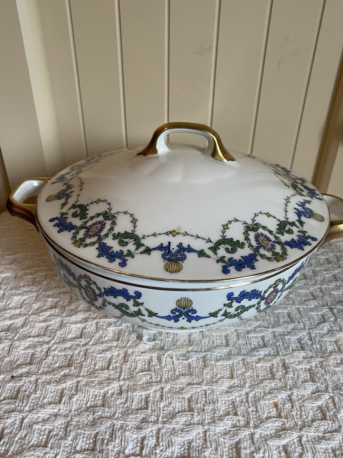 Antique ZEH SCHERZER VOLENDAM Covered Vegetable Serving Dish Bone China MINT