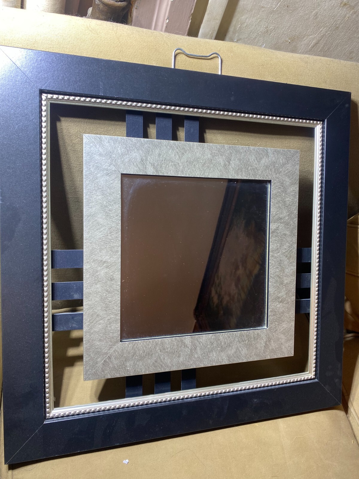 Square Black And Silver Framed Wall Mirror – 21.5″ T x 21.5″ W x 1.0″ D