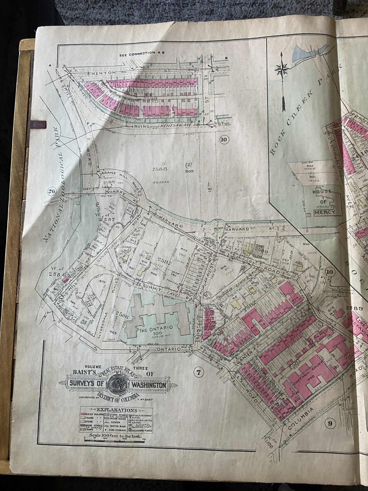 Detailed large plat map. Lanier Heights Area (Plan 8) Washington D.C. 1925
