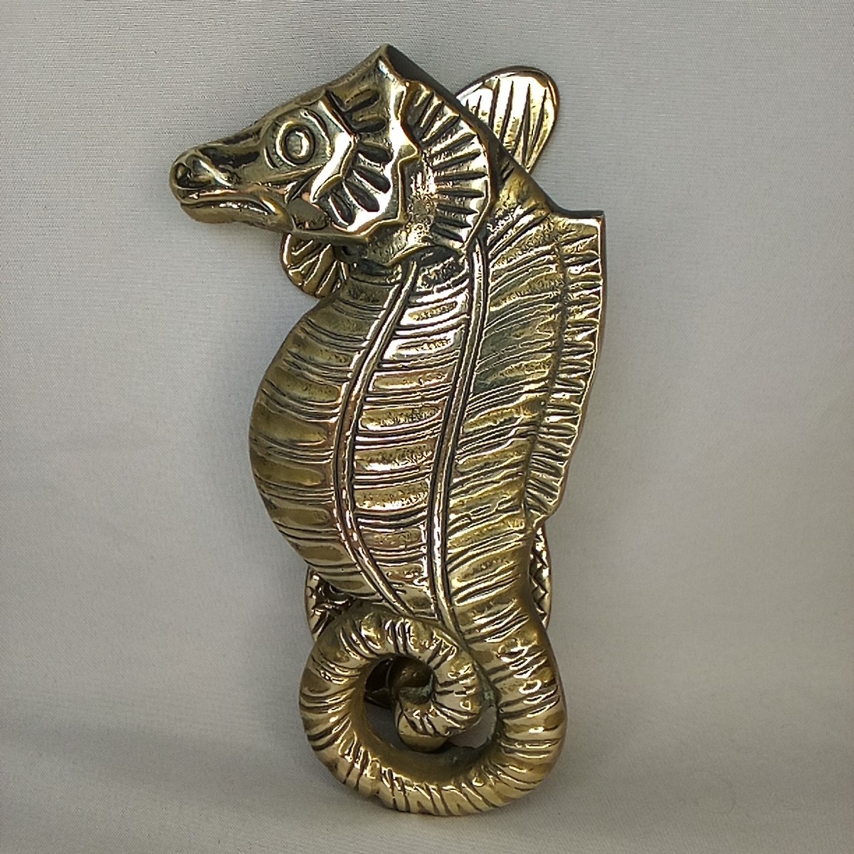 Solid Brass Seahorse Door Knocker Ocean Beach Costal House MCM Vintage Polished