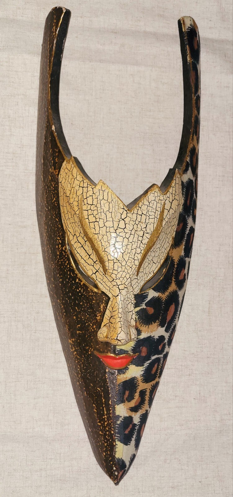 Bali Ethnic Tribal Wood Carved Mask “Aflame” by Sejati-19″ Long – Indonesia