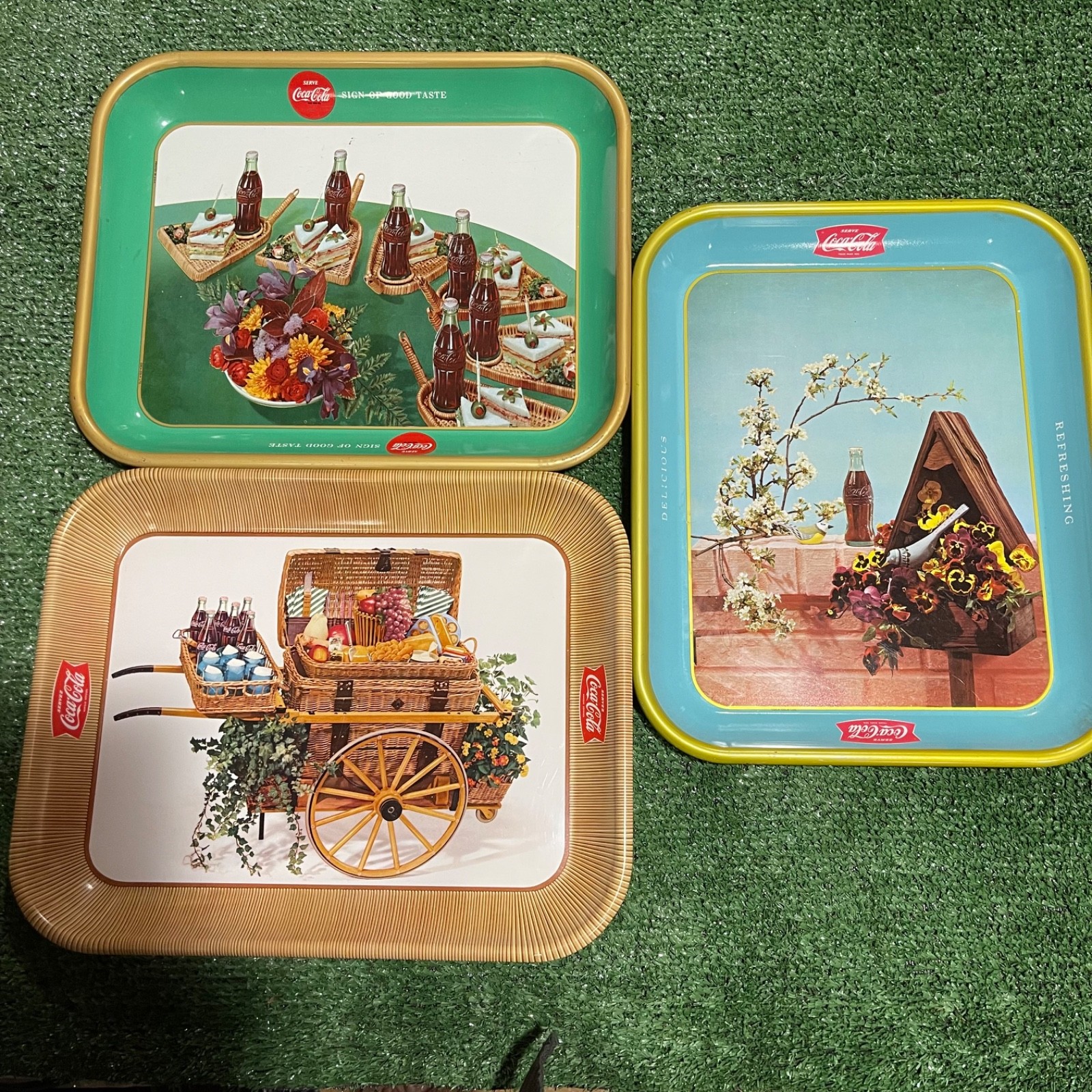 Vintage Lot of Coca Cola Trays – US – 1950’s – 13” x 10.5”