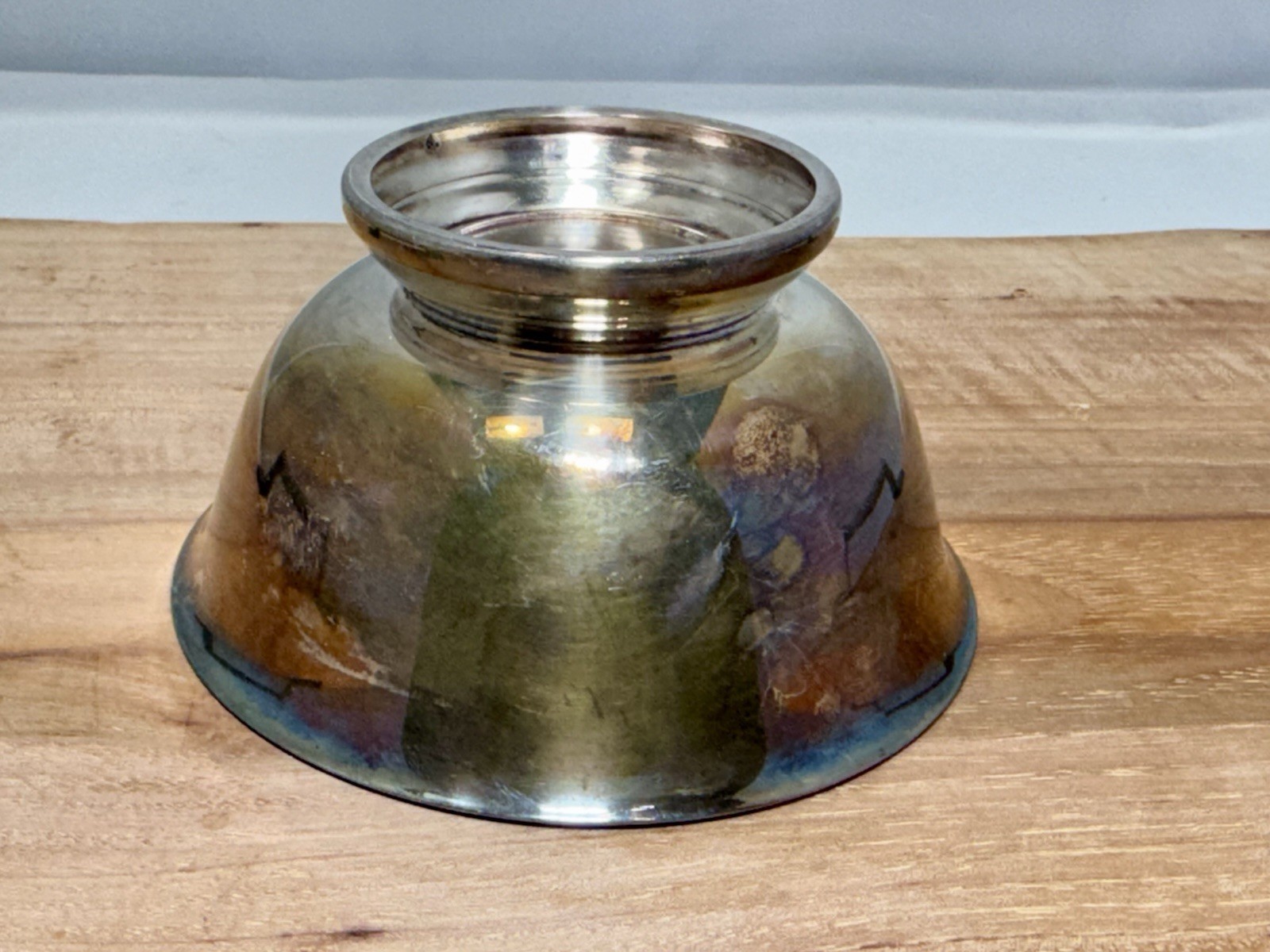 Reed & Barton 101 Silver Plated Footed Bowl Blue Enamel Liner 4.25 Vintage