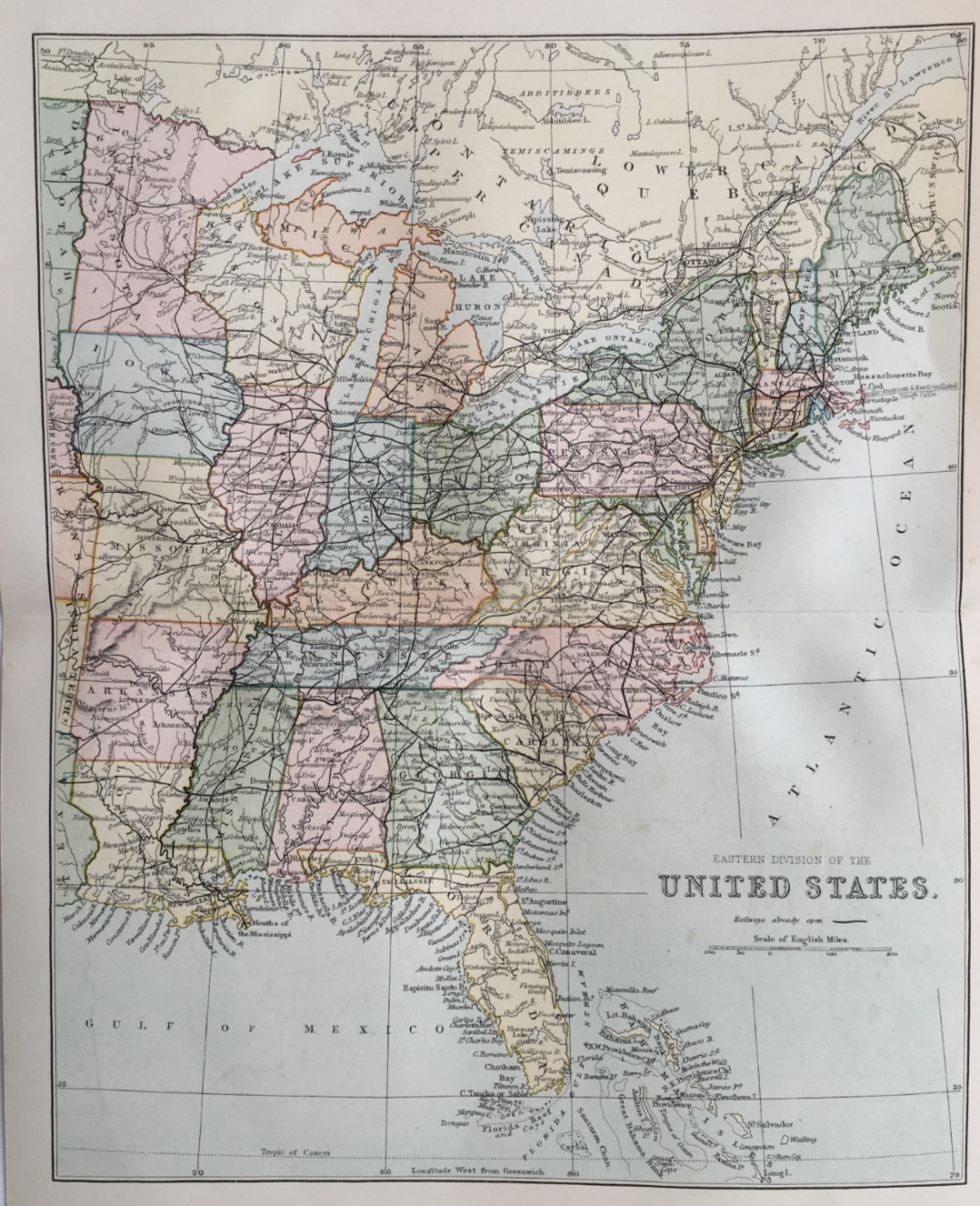 Map – USA – National Encyclopaedia c1885