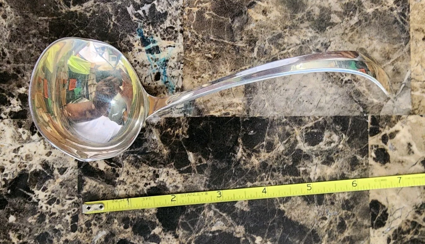 👌VINTAGE GERITY SILVERPLATED GEORGIAN PATTERN DOUBLE-SPOUTED GRAVY LADLE 🤎