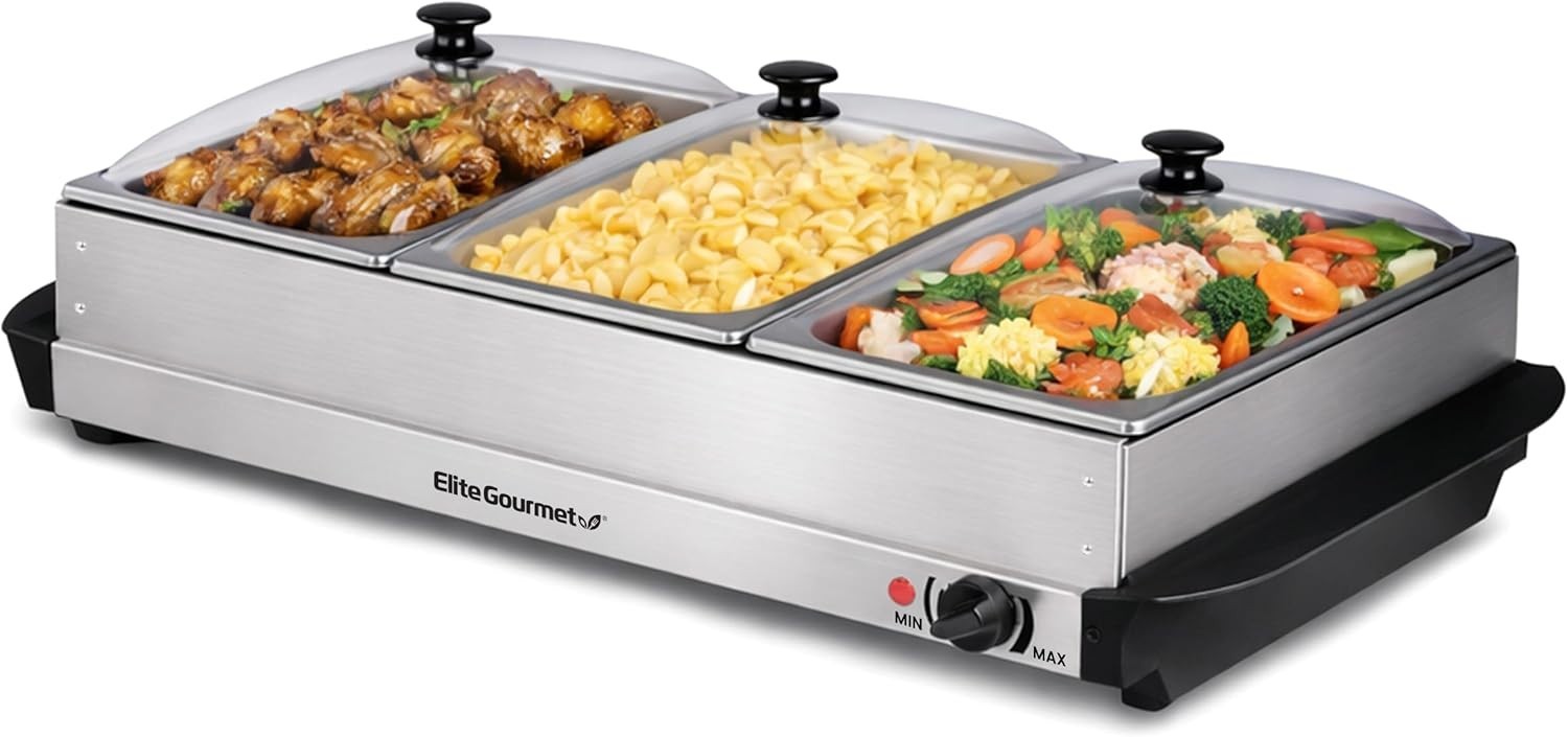Buffet Server Food Warmer Stainless Steel Trays Holiday Entertaining