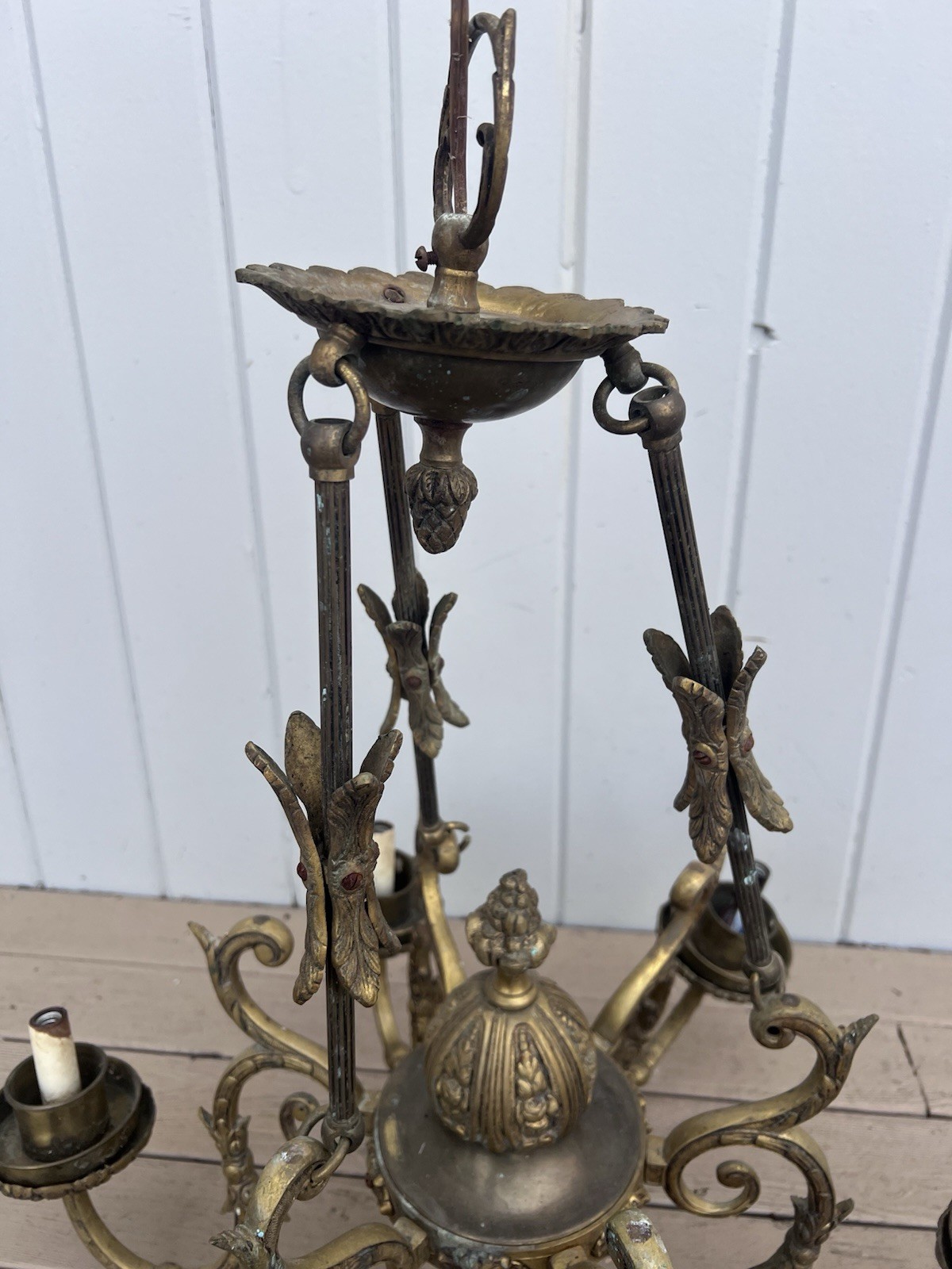 Vintage brass Large chandelier light Hollywood Regency Castle Victorian Spanish