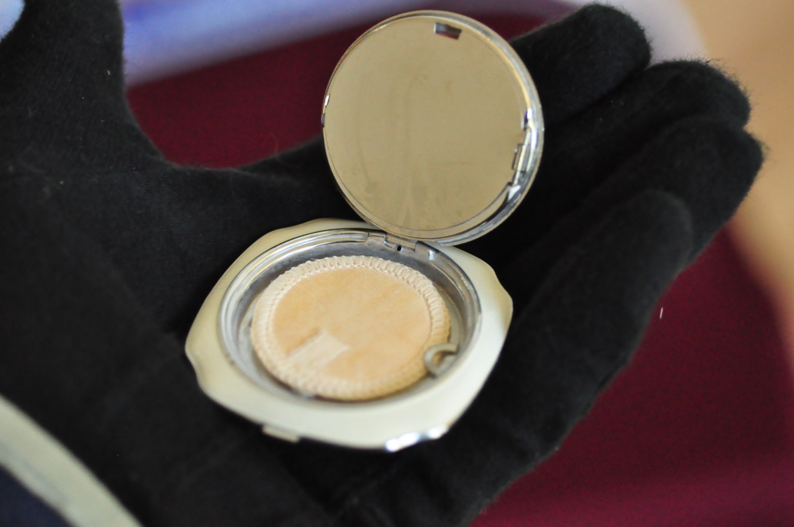 Mayfair Evans Guilloché Enamel Double‑Vanity Compact – Hand‑Painted Rose + Rouge