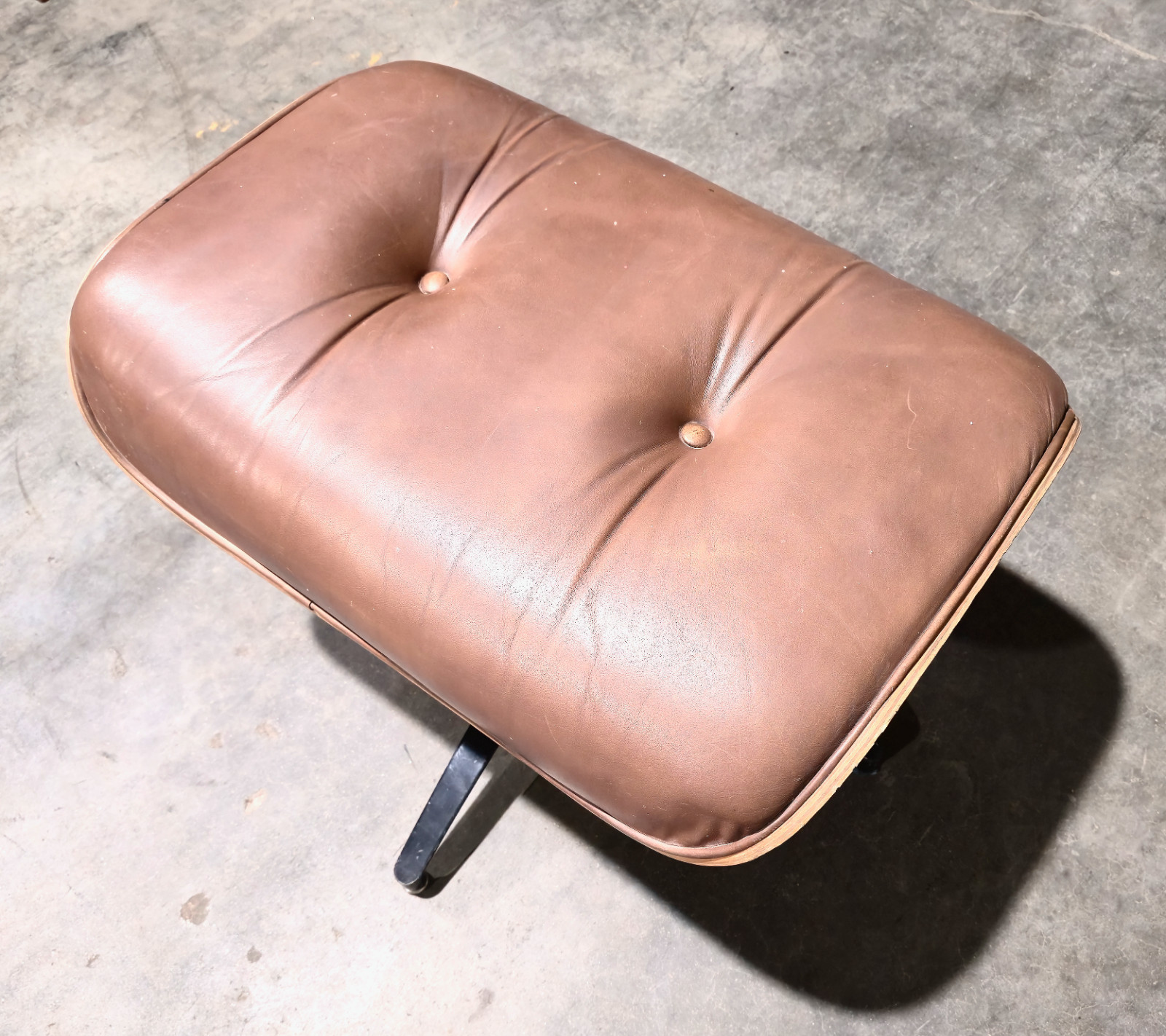Mid-Century Modern Eames Style Oak Ottoman