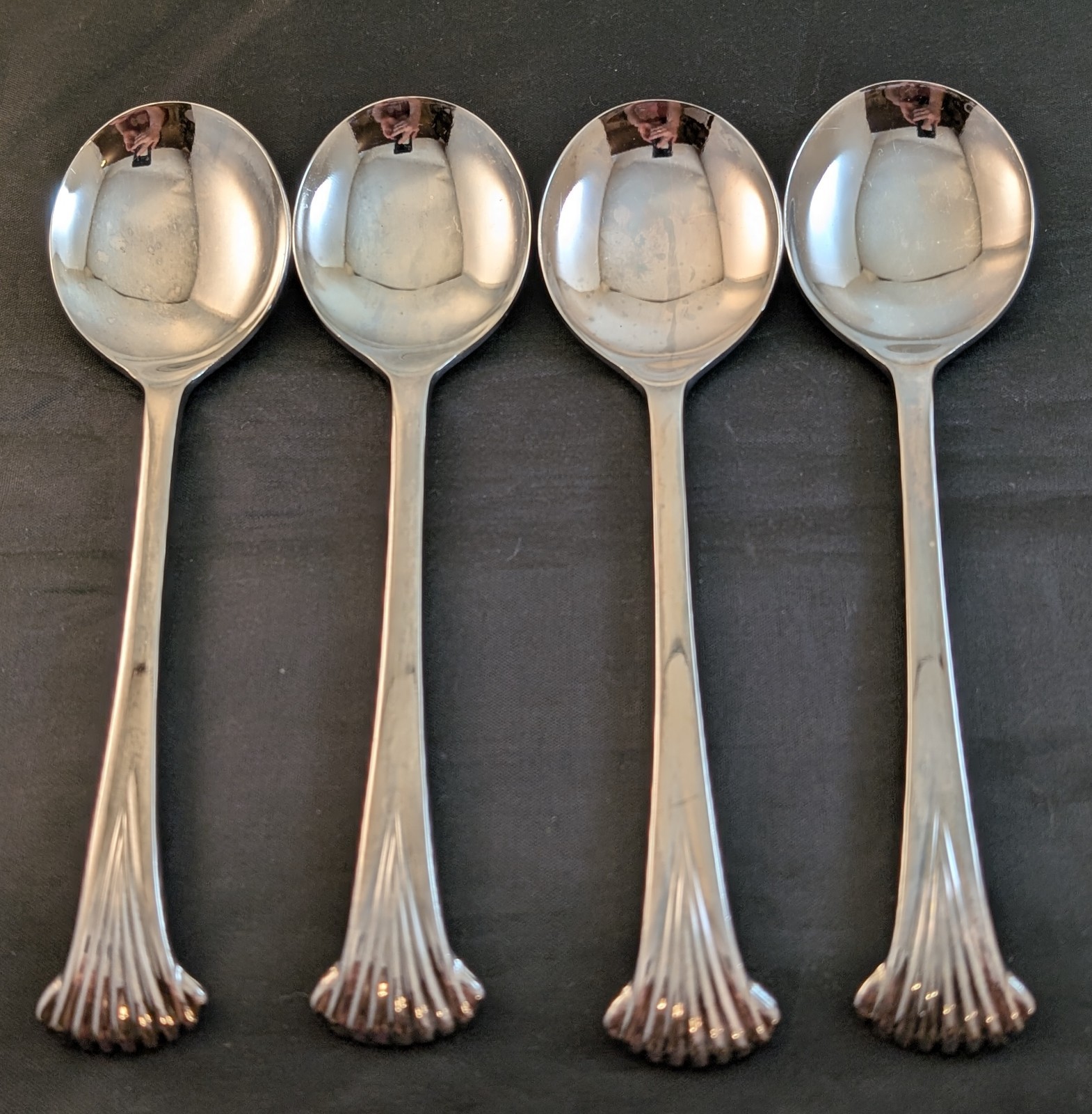 Lot Of 4 CONTESSA by Towle Silverplate Round Cream Soup Spoons Flatware 1980