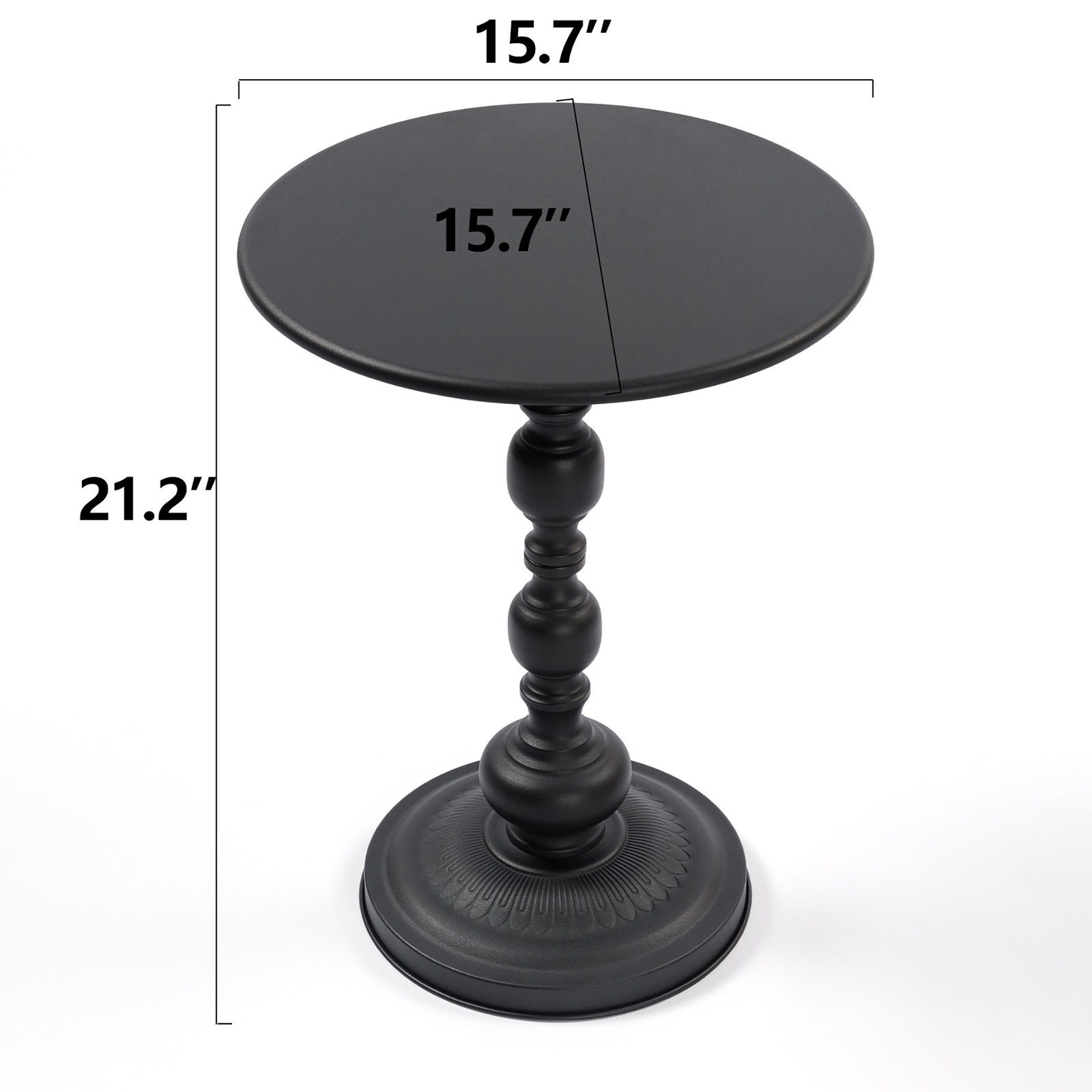 2Pcs Adjustable Side Table Small Tea Martini Table for Display and Storage Black