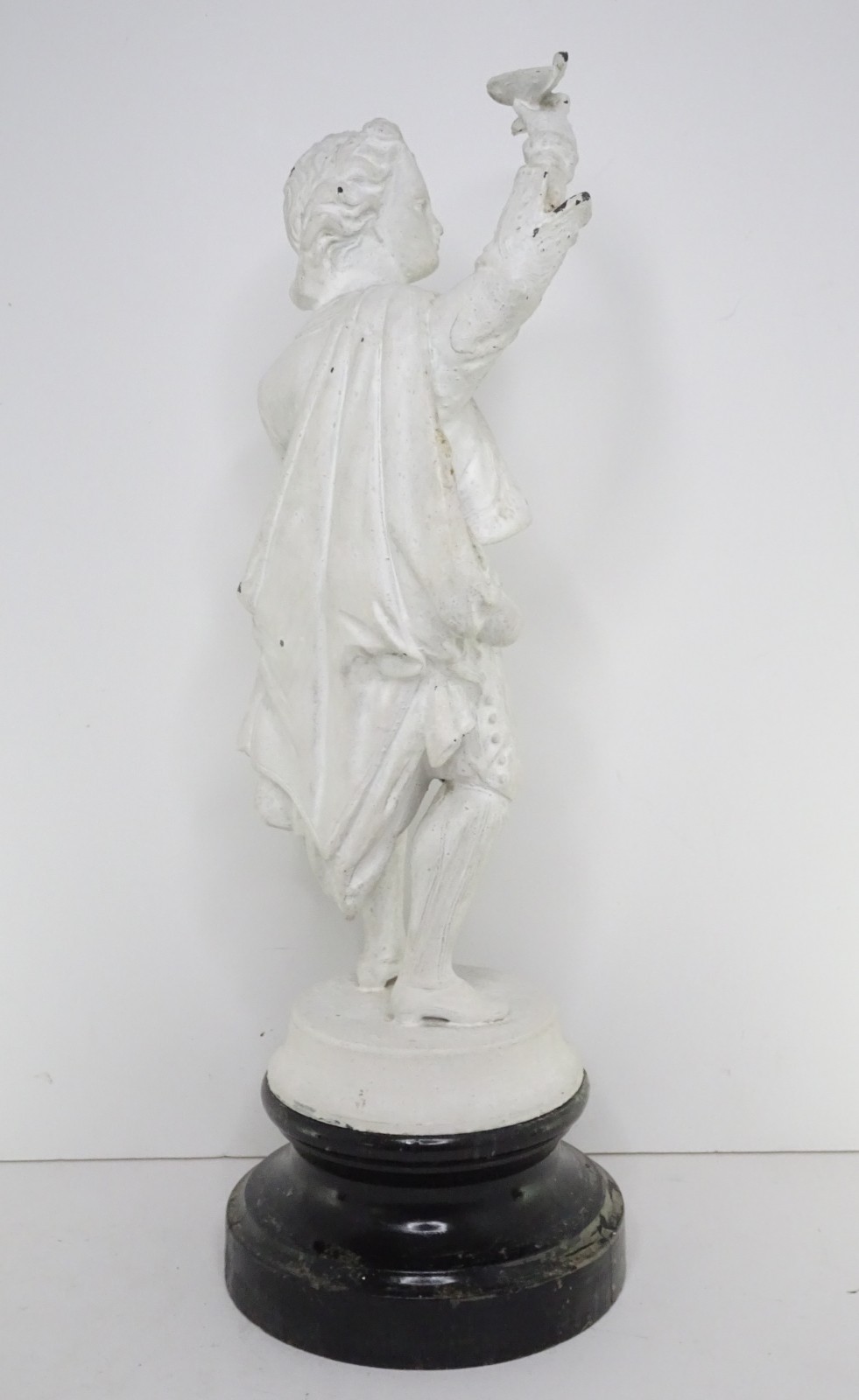 Pair Victorian Spelter French? Figurines, Man & Lady, Painted White, Antique