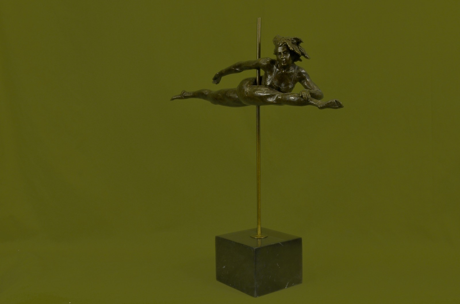 Original Art Deco Nude Talented Gymnast Trophy Bronze Sculpture Figurine Statue