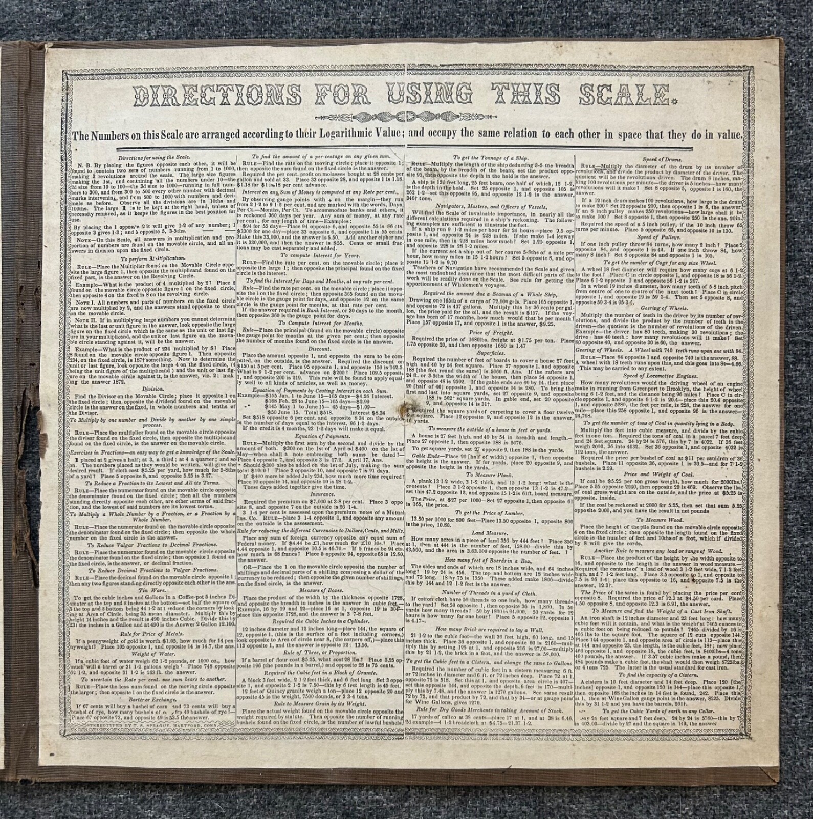 Antique Fuller’s Computing Time Telegraph / Palmers Computing Scale @ 1847