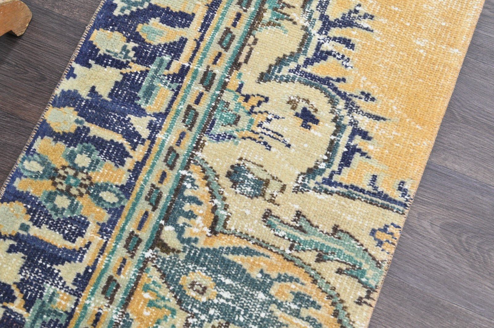 Oushak Turkish Doormat Rug 2×4 BLUE Anatolian Handmade Vintage Small Kilim Rug