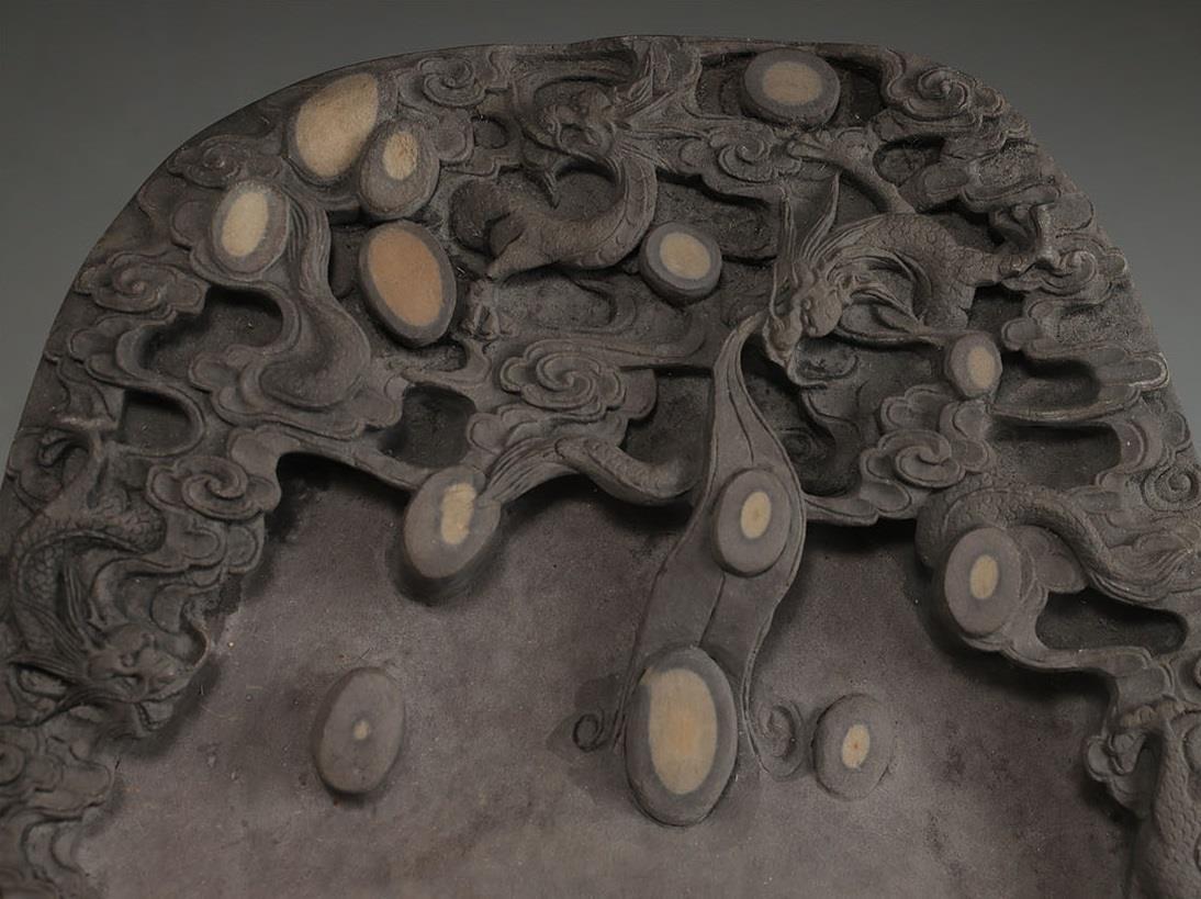 Chinese Old Ink Stone / W 43[cm] 3.4kg / Qing Urn Pot Plate Bowl