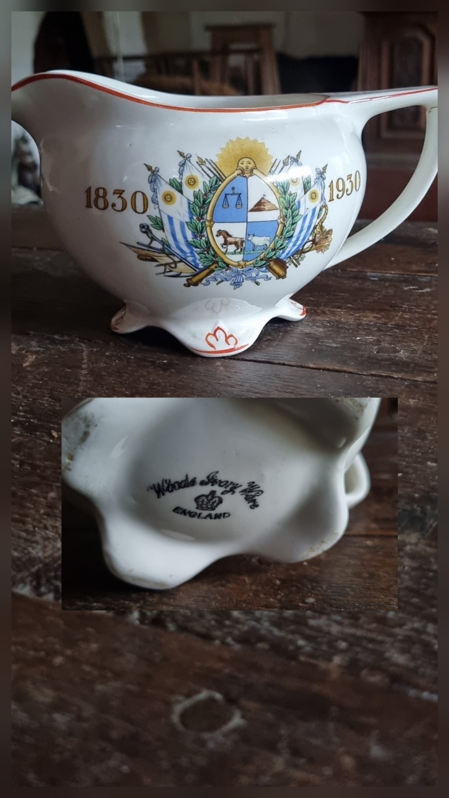 Uruguay 1830 1930 Centenario Rare Antique Pottery Milk Pot Jar England