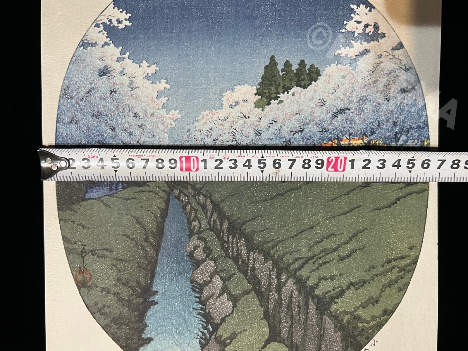 Hasui Kawase “Cherries at Night in Koganei” woodblock print authentic ATOZURI