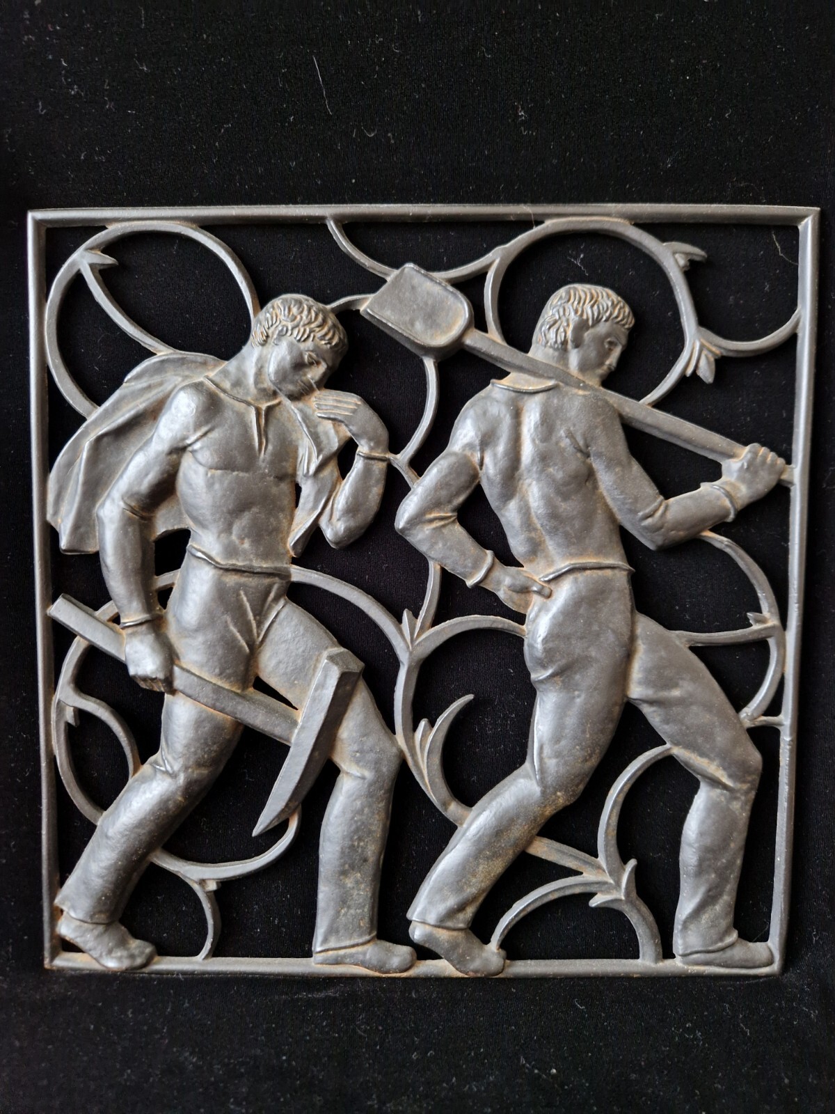 Heinrich Moshage Zur “Arbeit” (To Work) Art Deco Forged Iron Wall Plaque