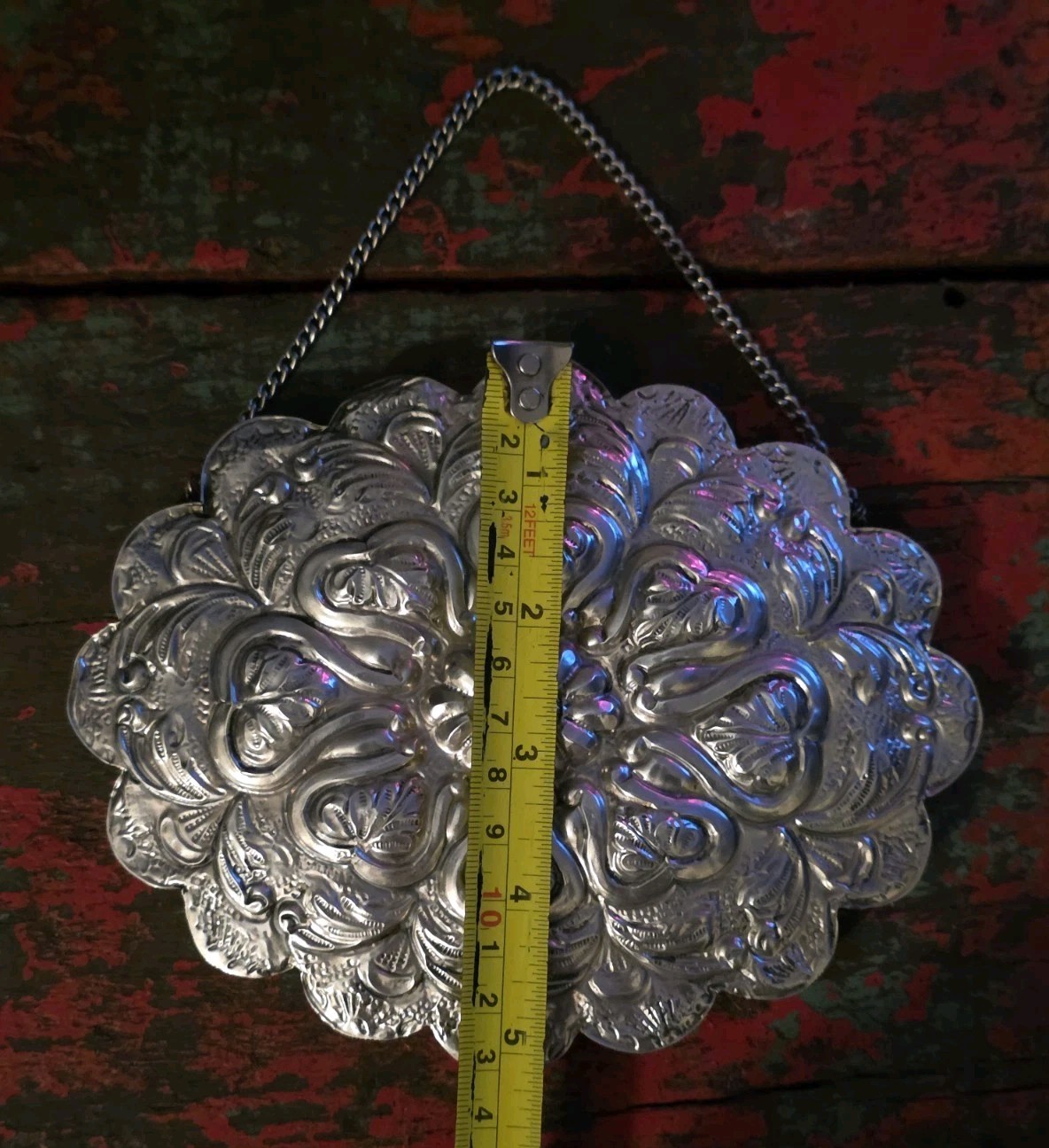 Medium Vintage 900 Silver Repousse Ottoman Turkish Wedding Mirror 6.50″ x 5.25″