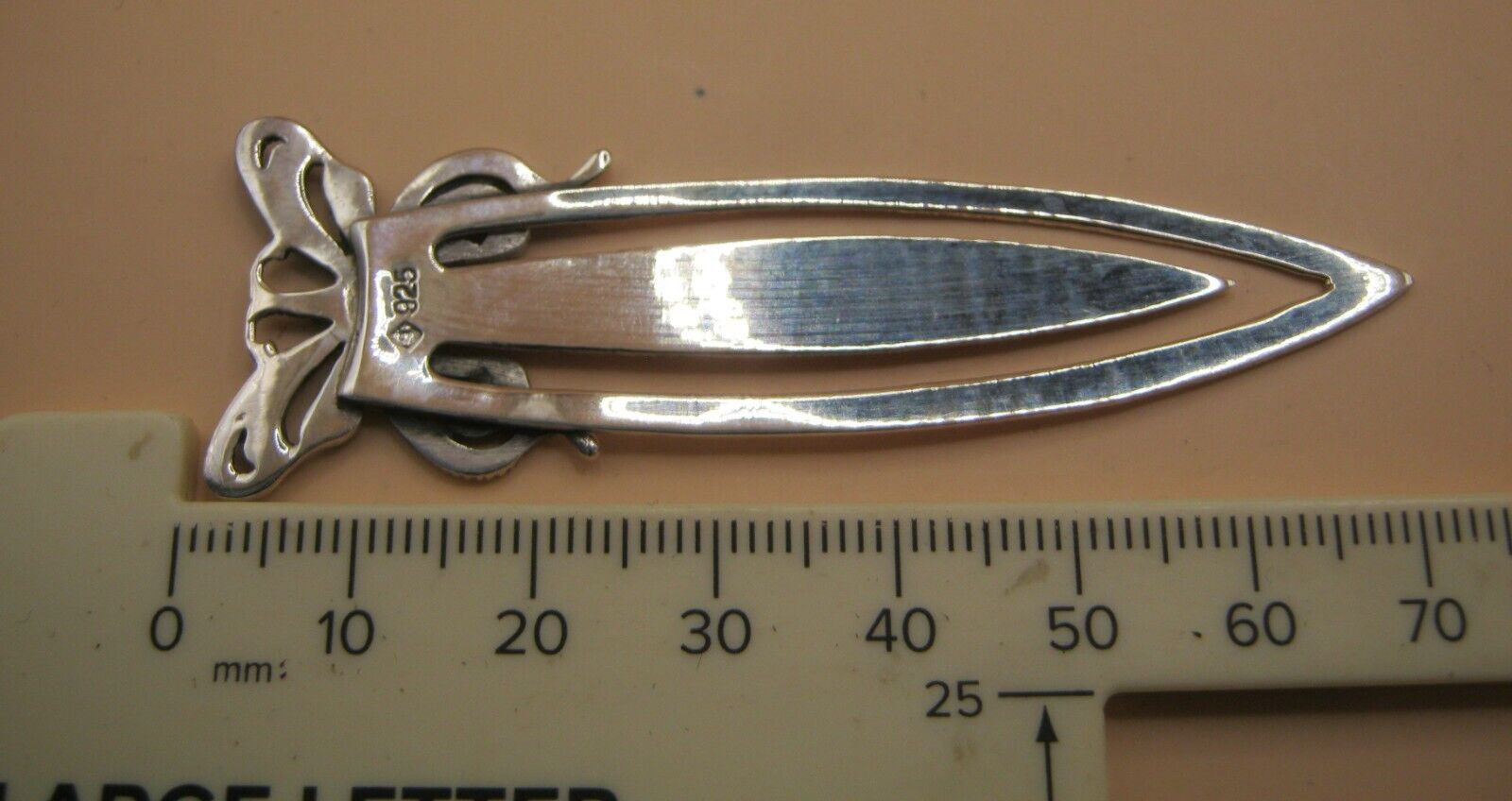 Pretty Solid Silver 925 Bookmark Or Clip With An Asymmetric Butterfly Topper