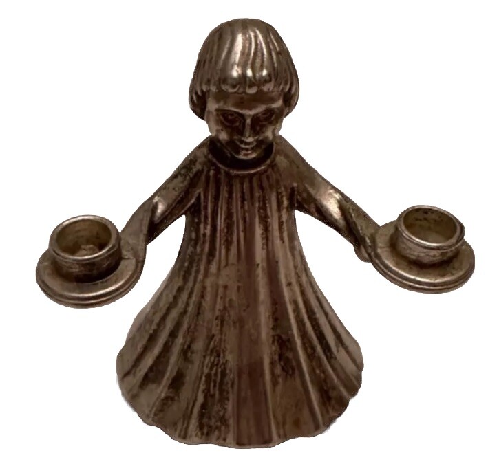 Vintage Angel Lights Silver Candle Holder International Silver Company Italy Fun