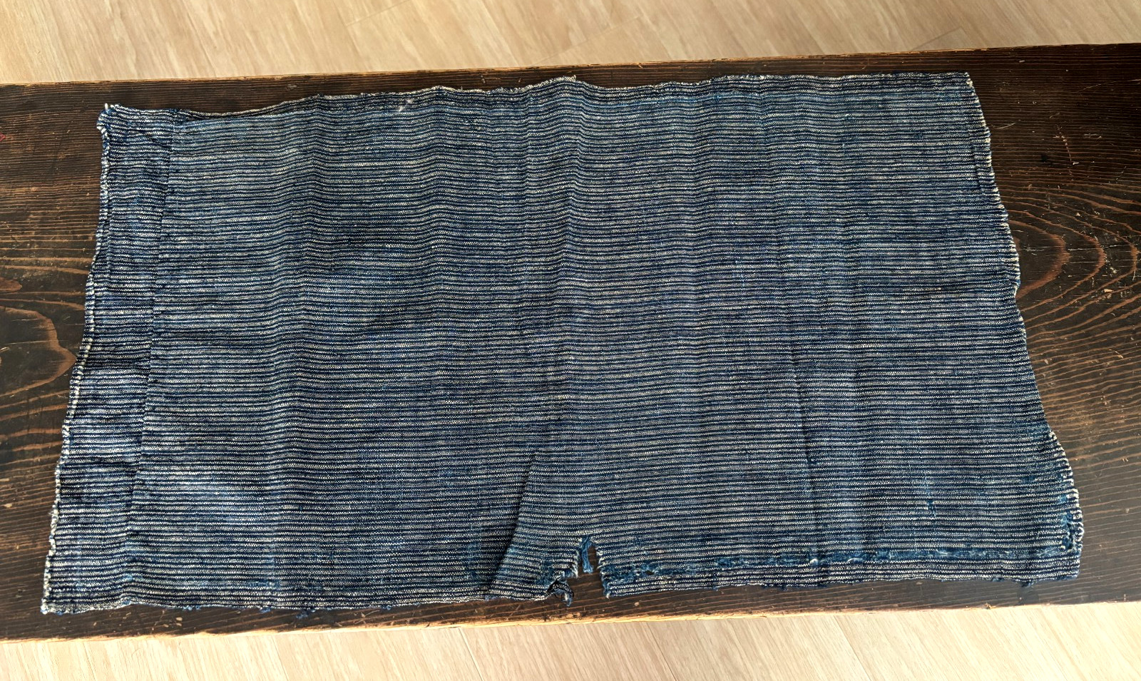 Antique Meiji Boro Indigo Textile Japan Handwoven Shimacho 56x33cm Table Art