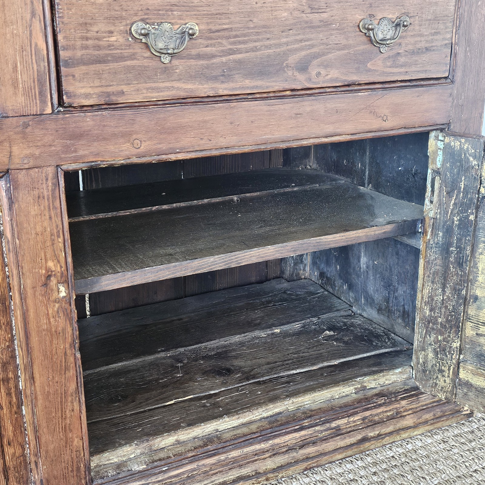 Antique Pine Cupboard Open Plate Rack Welsh Kitchen Dresser Farmhouse Hutch