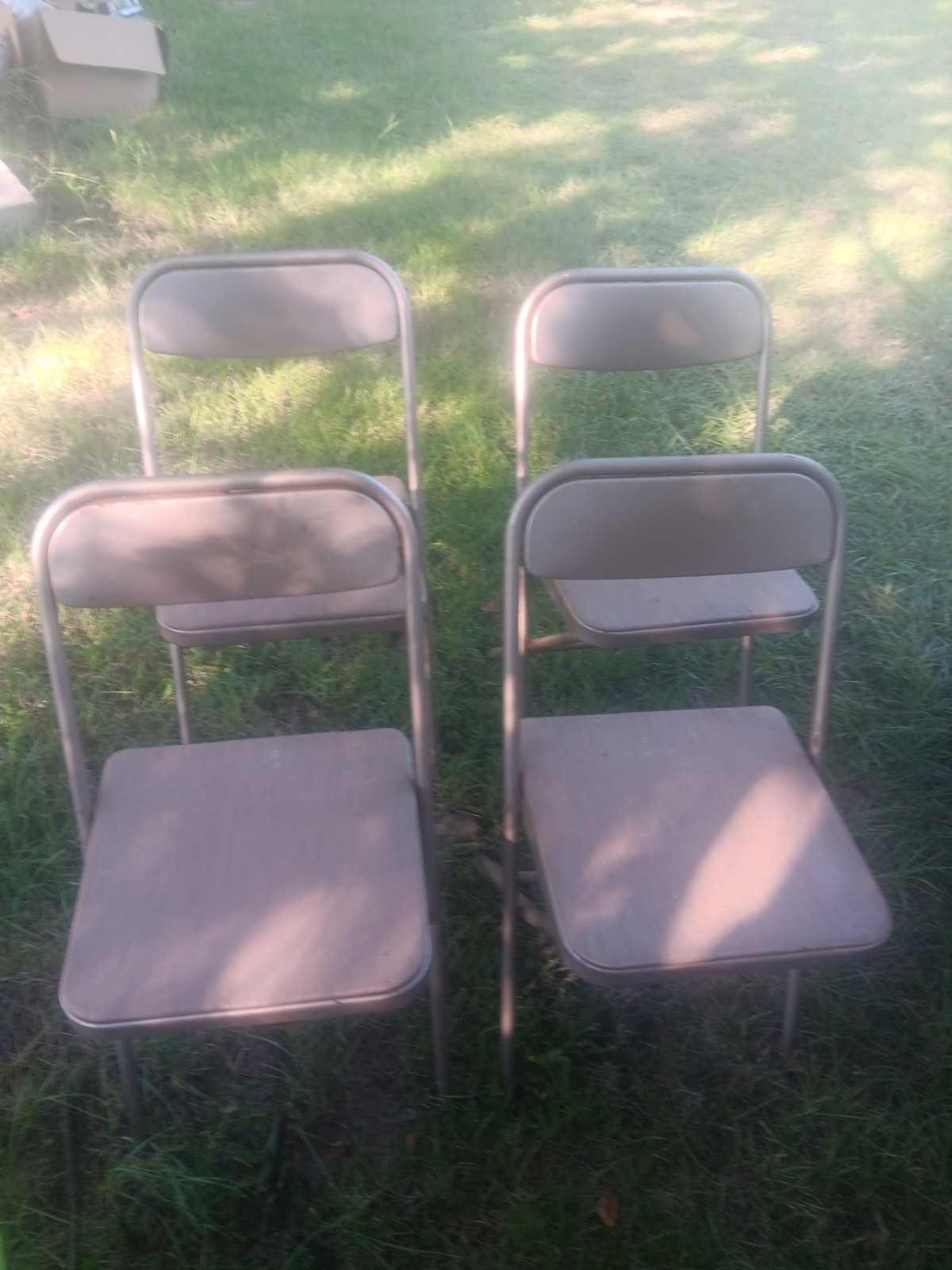 4 Vintage Samsonite Beige padded vinyl seat metal Folding Chairs