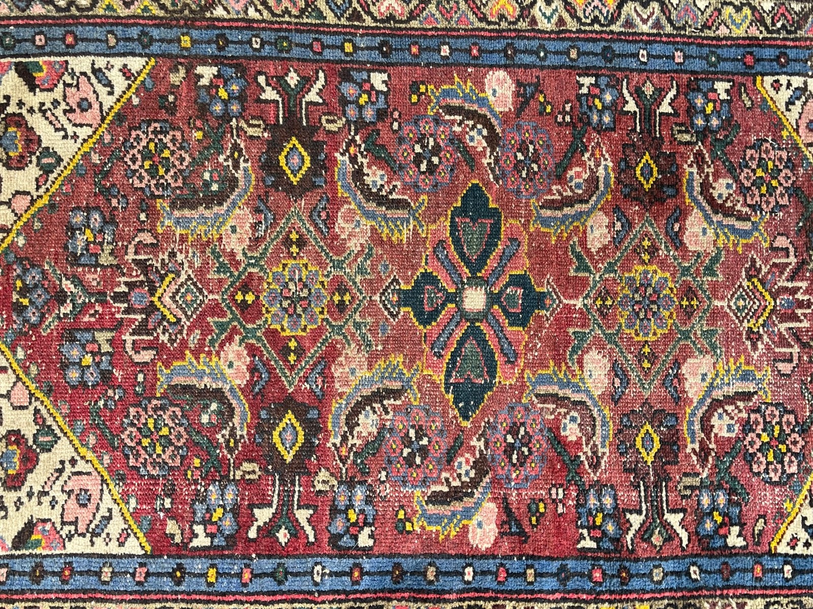 Antique Orential Hand Woven Geometric Floral Prayer 100% Wool Rug 31”x50”