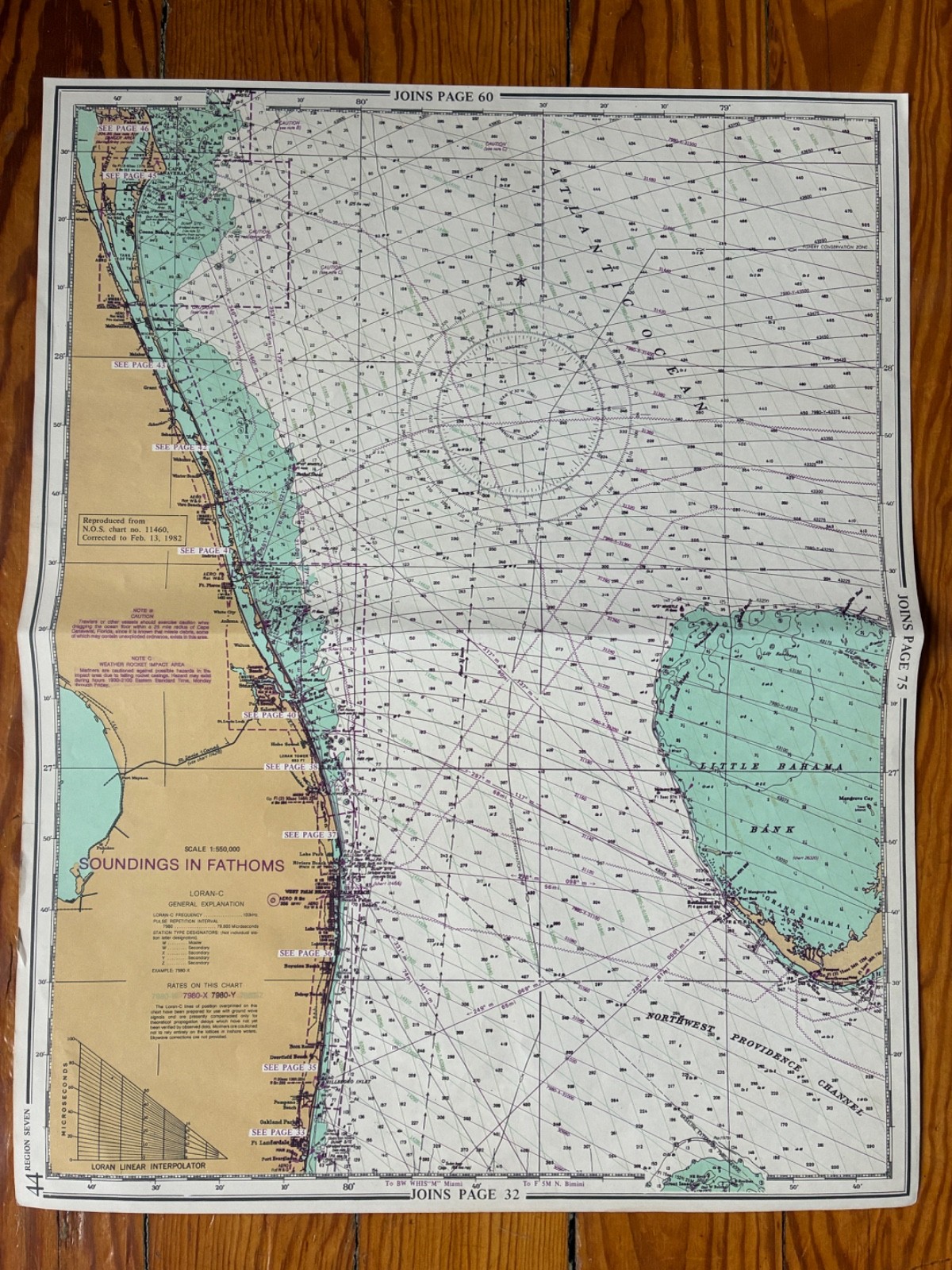 Vintage Nautical Chart Cape Canaveral Florida, Palm Beach, West Palm Beach