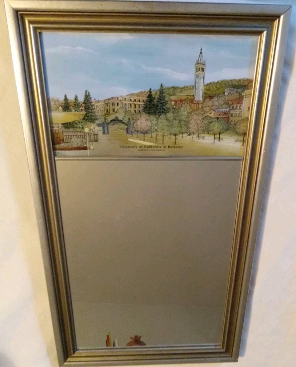 University of California at Berkeley Eglomise Reverse Painted Decorative Mirror
