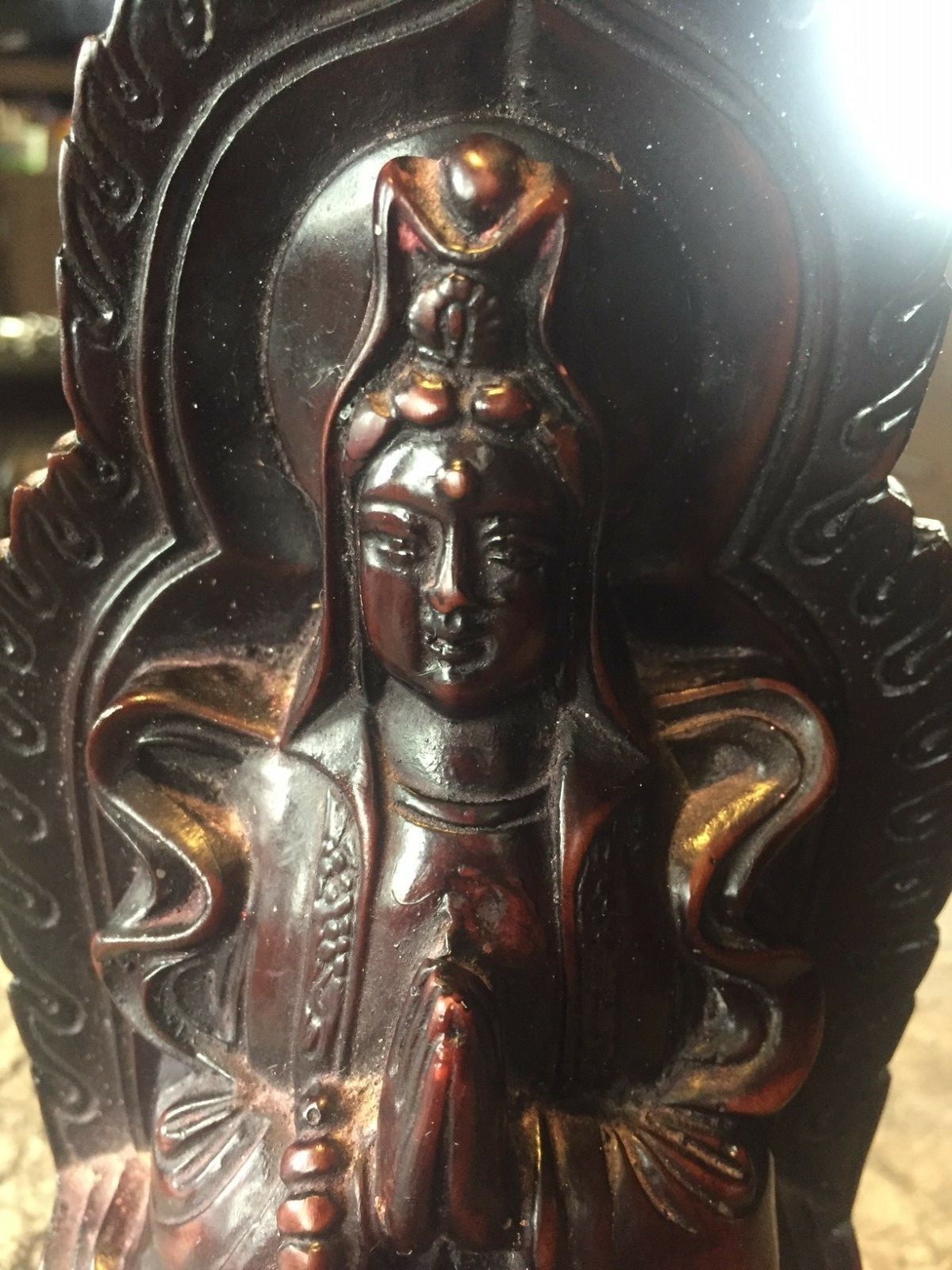 Vintage Red Resin Chinese Incense Stick Holder Buddah Cherry Old Art Sculpture