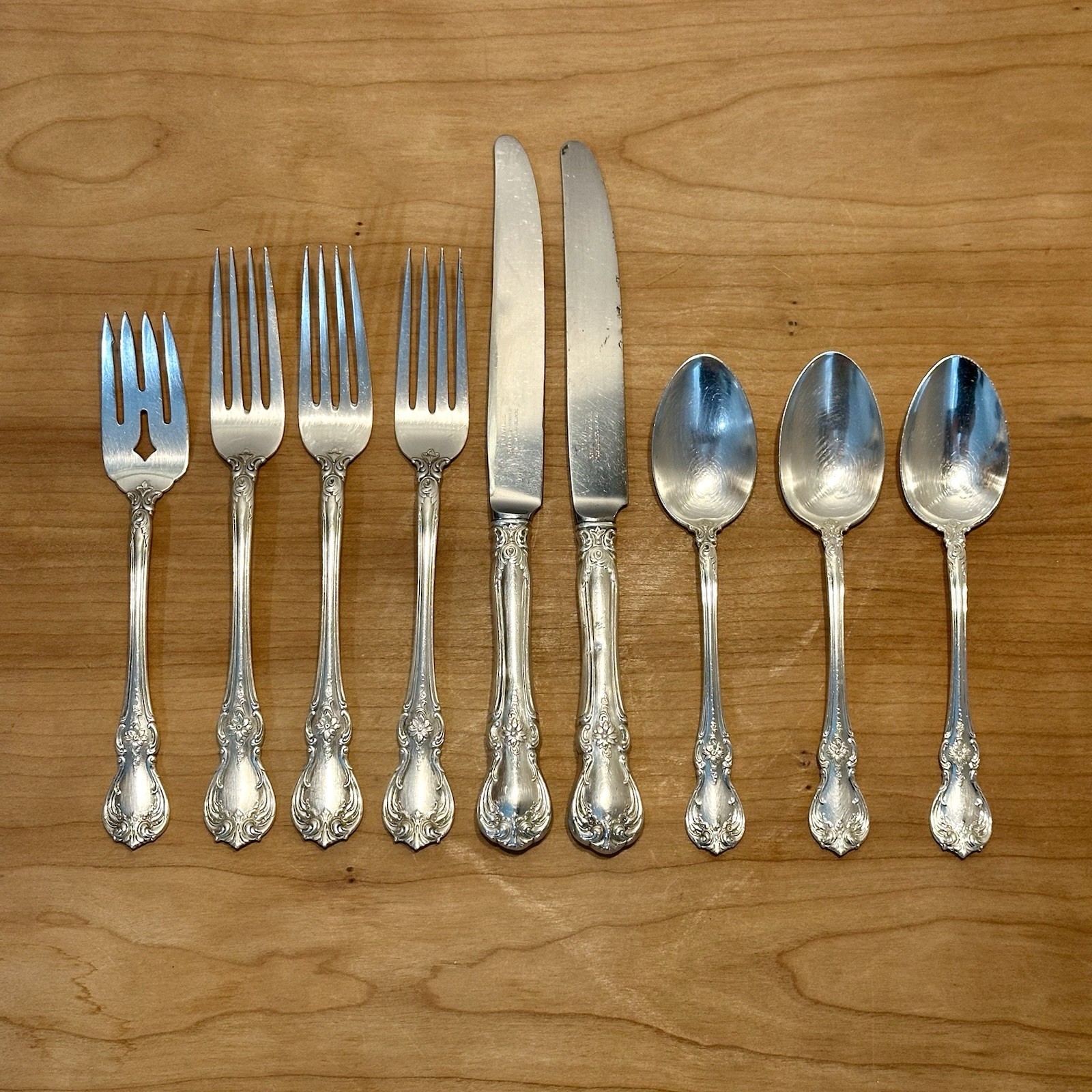 Lot of 9 Pieces – Towle Old Master Sterling Silver 925 Flatware – 300g Sterling