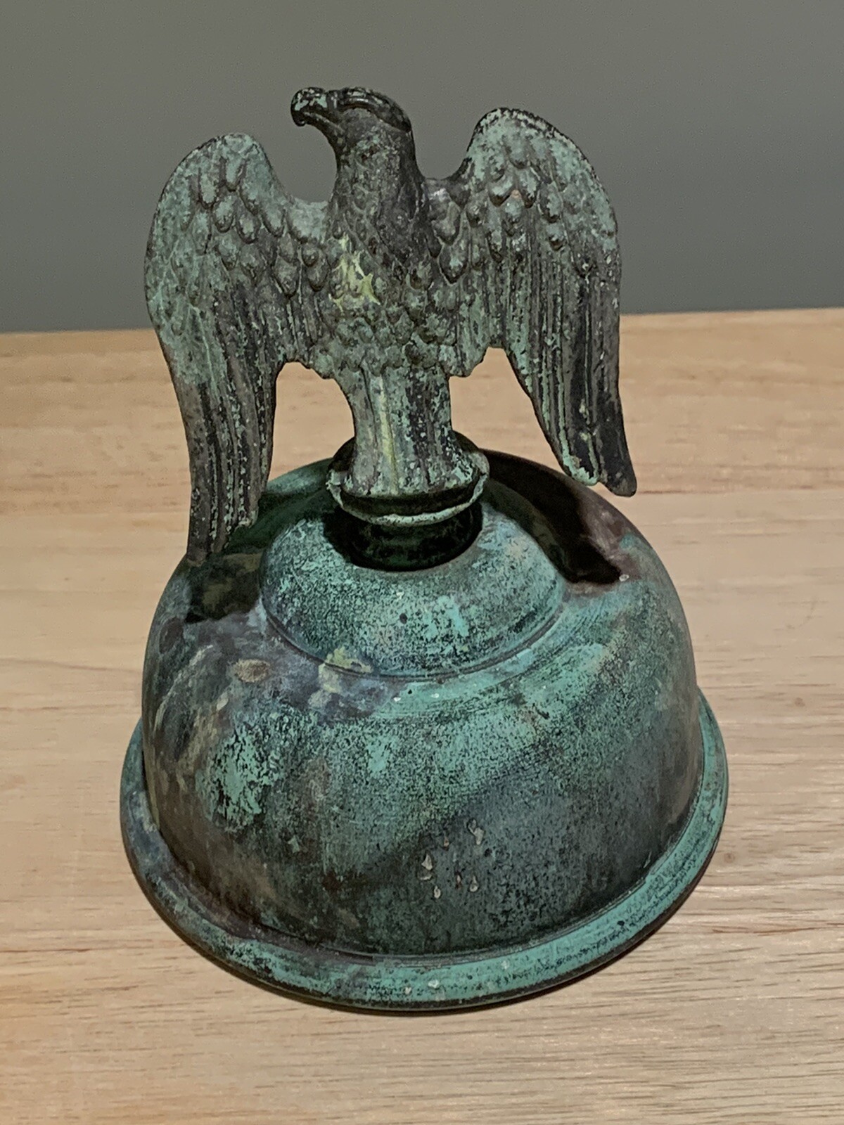 Old Eagle Topper, Finial, 2 Piece, Heavy Green Tarnish, Copper or Brass?