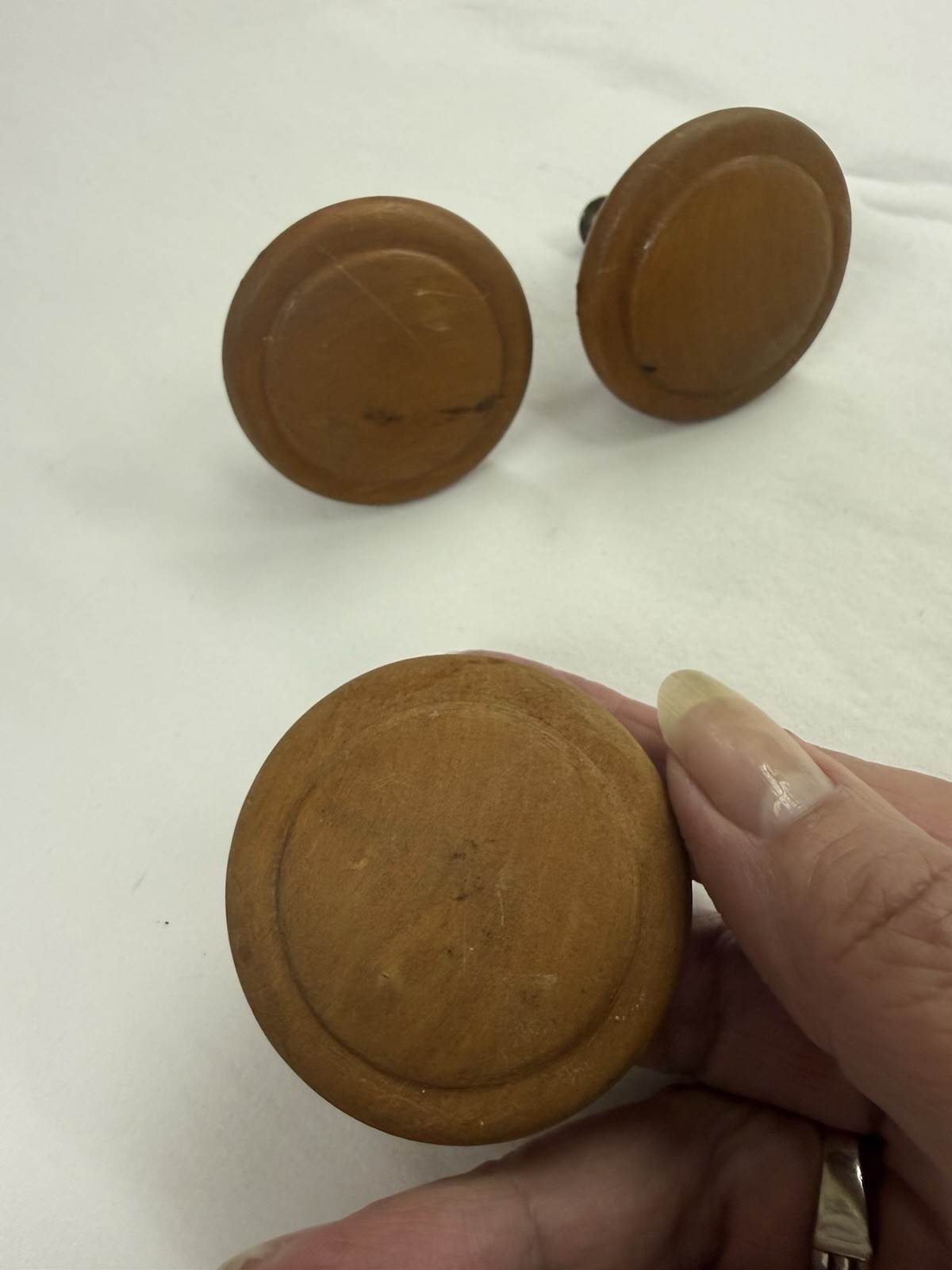 3 Wood Knobs From 60’s Dresser Approx. 2” Across Pre-owned