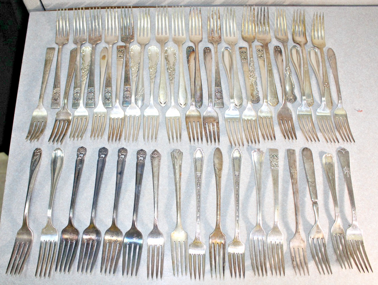 50 Pc Silverplate DINNER FORKS Antique to Vintage Pattern Mix #9