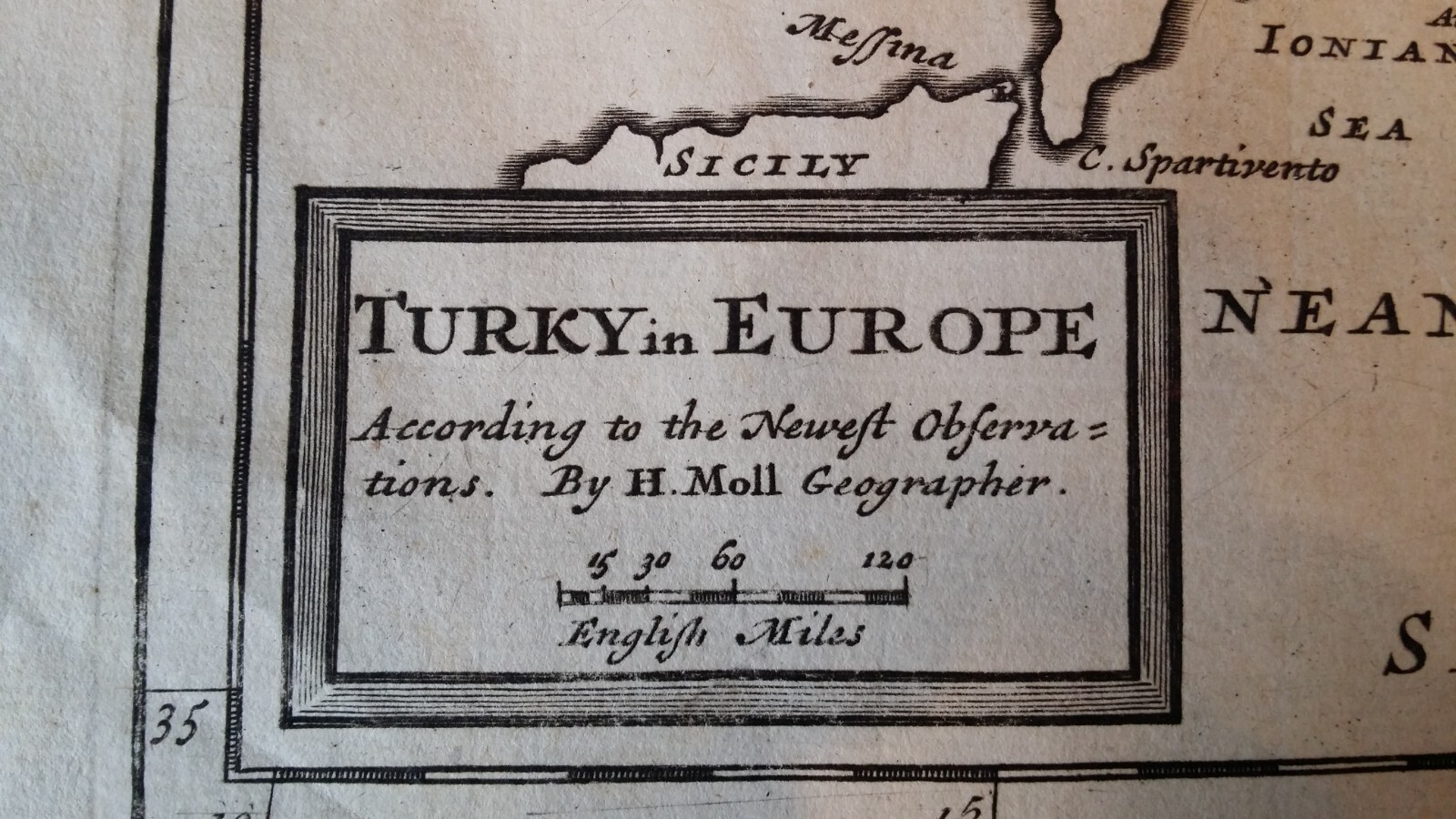 1732 ORIGINAL ANTIQUE COPPERPLATE MAP – TURKY IN EUROPE TURKEY – HERMAN MOLL