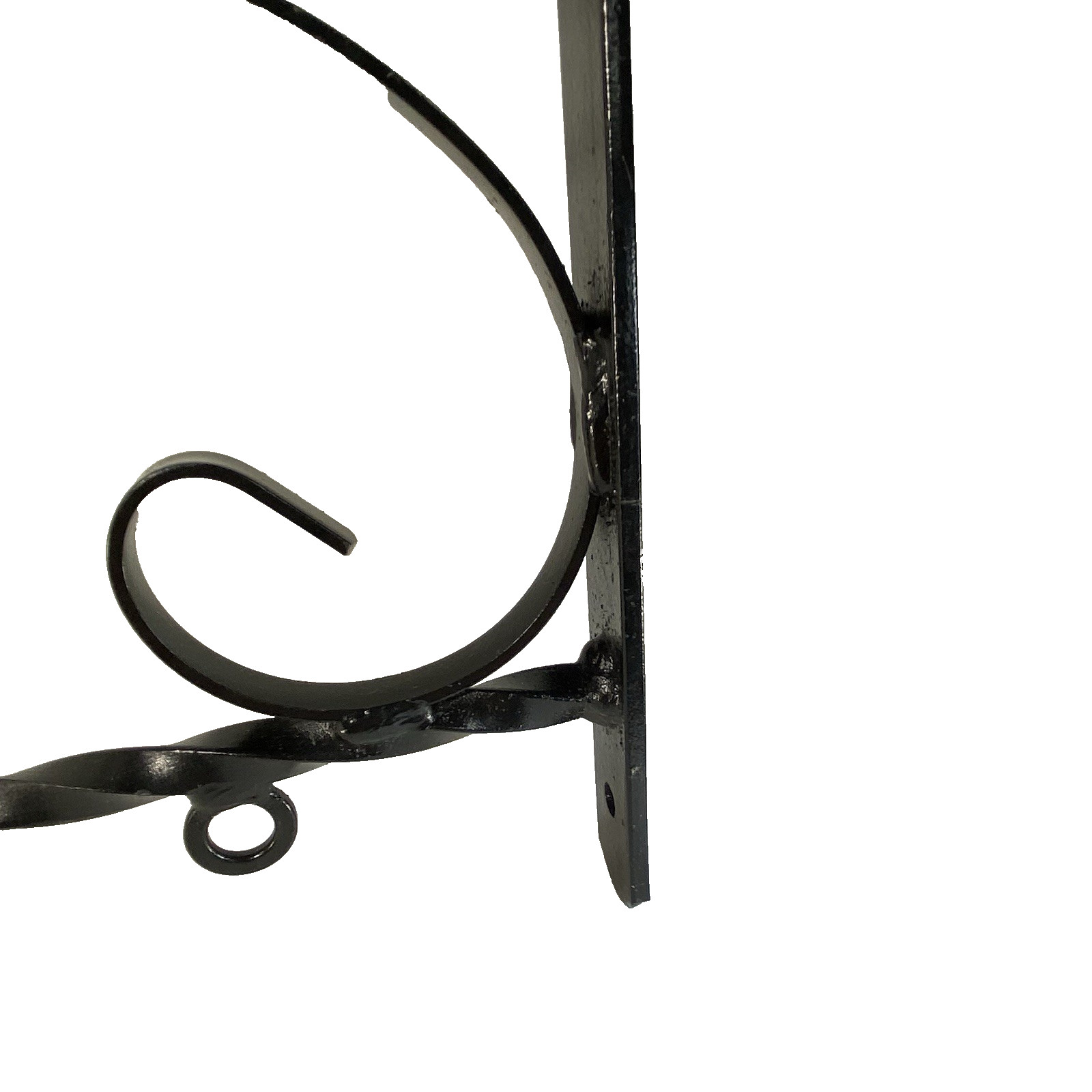 Vtg -Antiq Scroll Sign Bracket Twisted Post Decorative Finial Wrought Iron Black