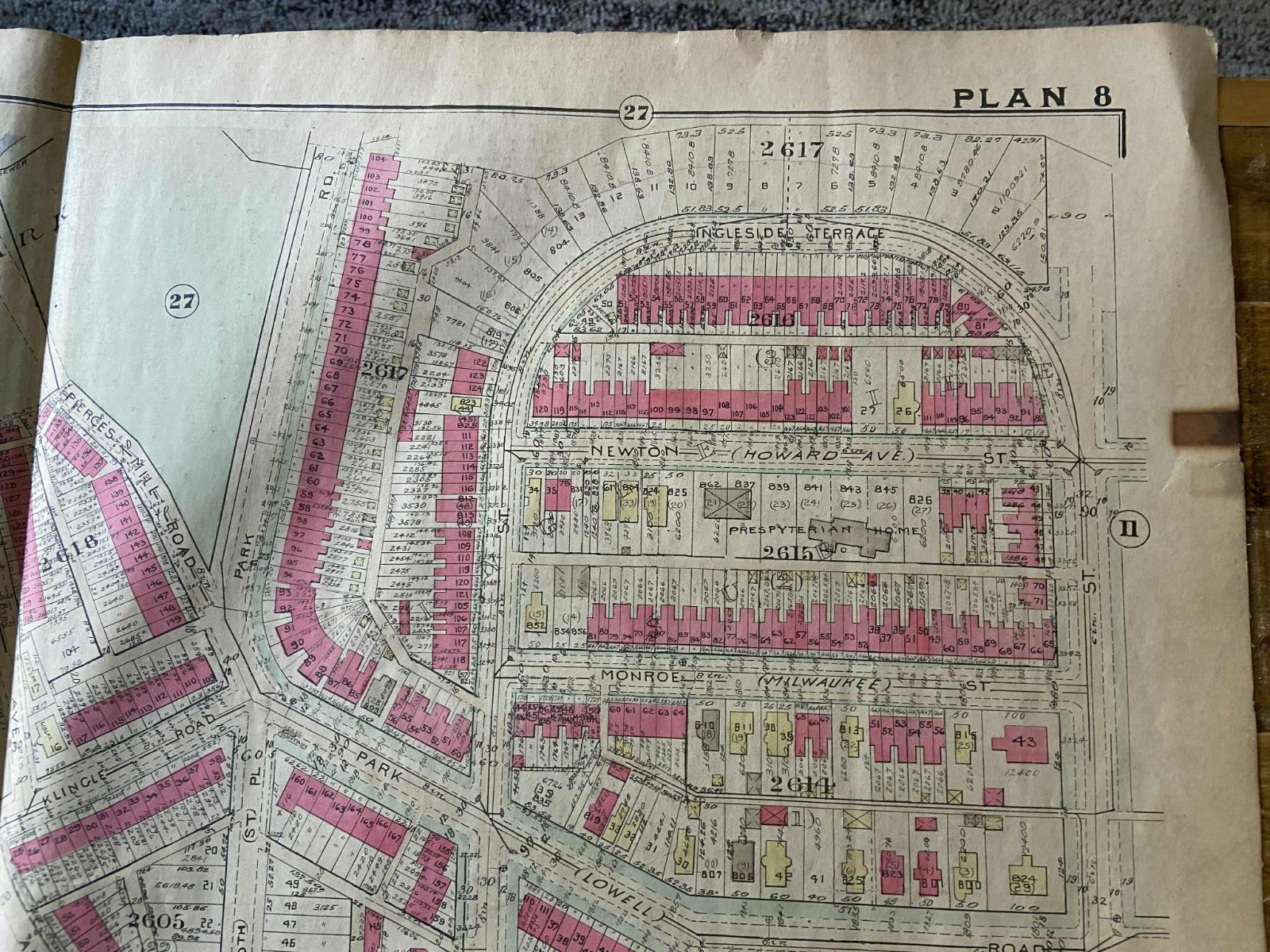 Detailed large plat map. Lanier Heights Area (Plan 8) Washington D.C. 1925