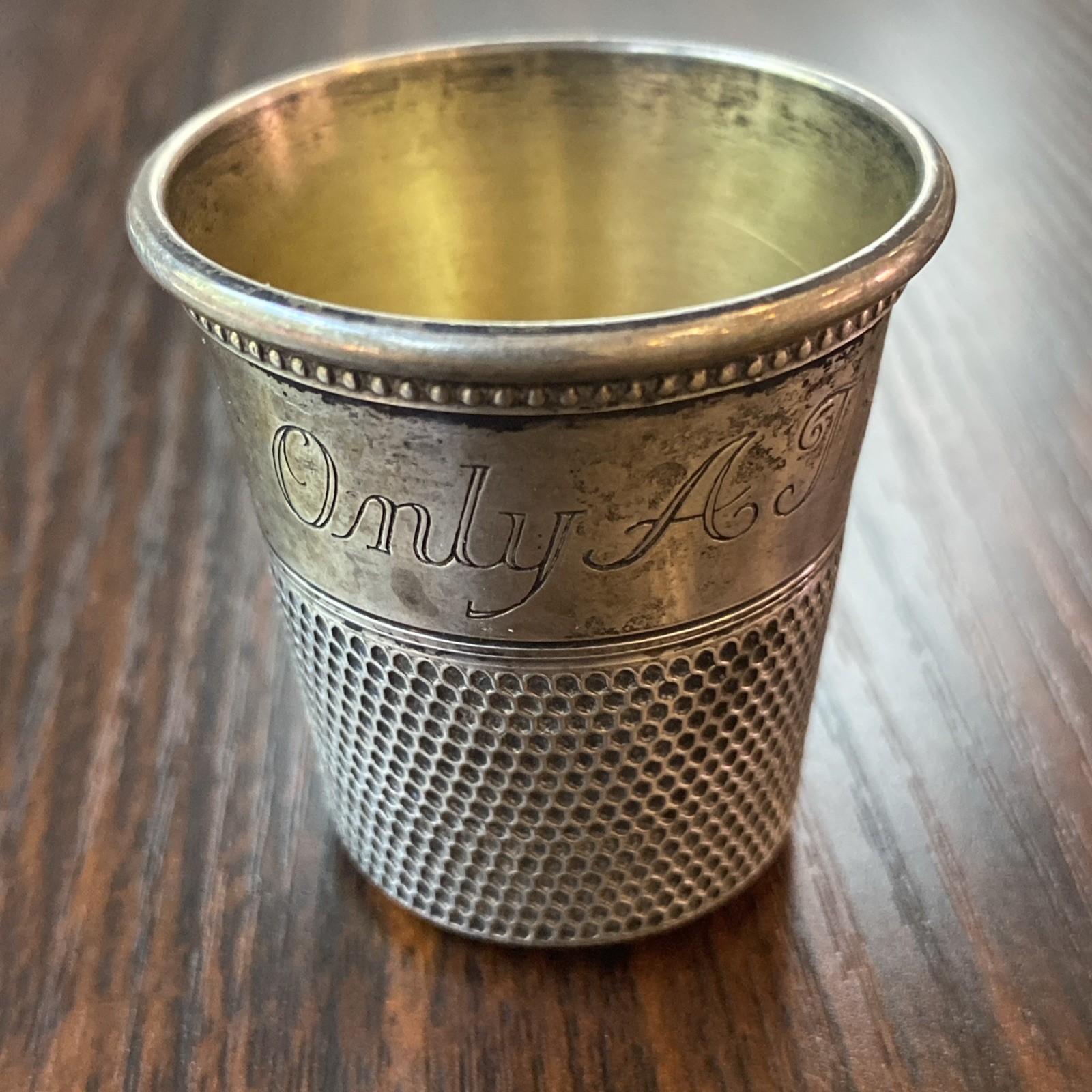 Vintage Sterling “ONLY A THIMBLE FULL” Jigger/Shot Glass 40.6 Grams